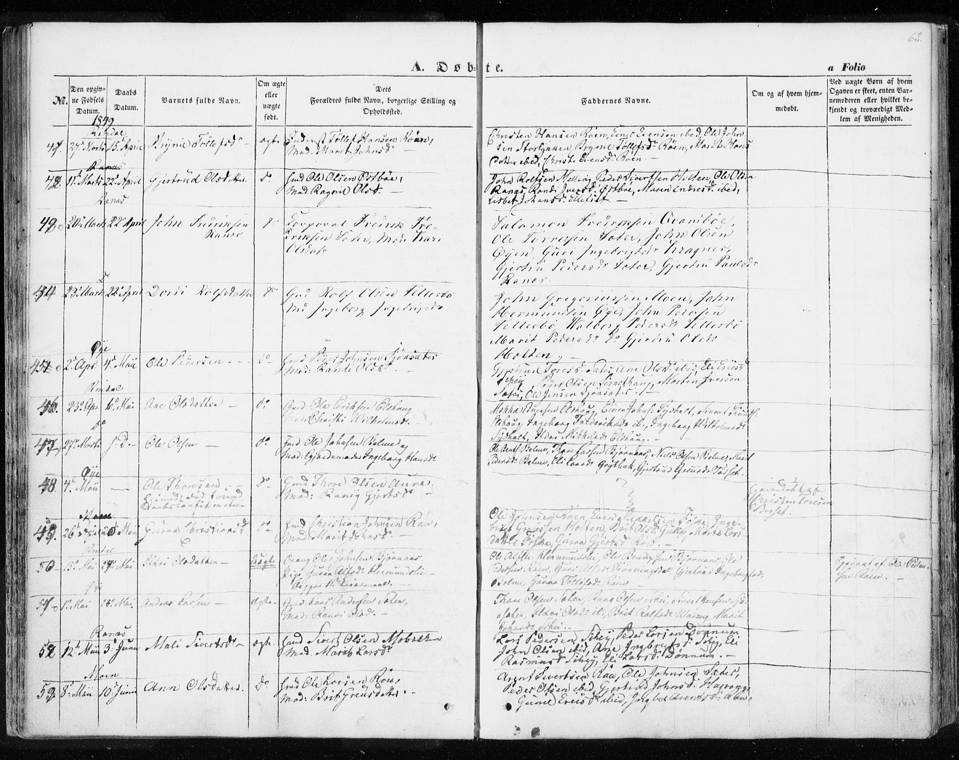 Ministerialprotokoller, klokkerbøker og fødselsregistre - Møre og Romsdal, AV/SAT-A-1454/595/L1043: Ministerialbok nr. 595A05, 1843-1851, s. 62