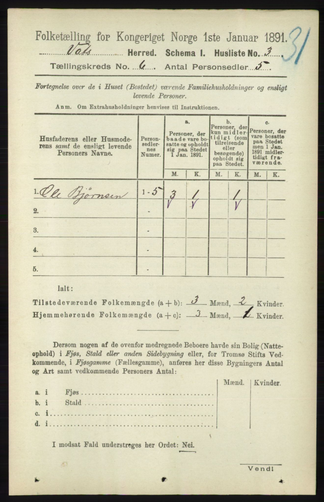 RA, Folketelling 1891 for 1155 Vats herred, 1891, s. 928