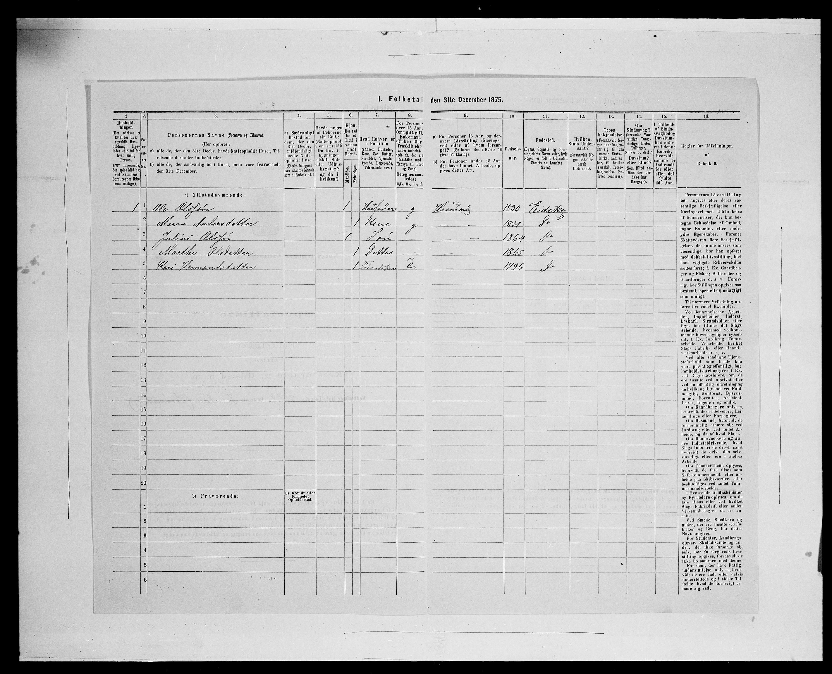 SAH, Folketelling 1875 for 0420P Eidskog prestegjeld, 1875, s. 1245