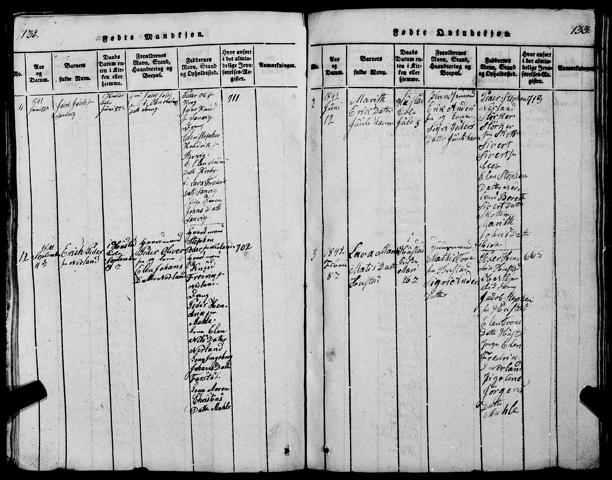 Ministerialprotokoller, klokkerbøker og fødselsregistre - Møre og Romsdal, SAT/A-1454/567/L0781: Klokkerbok nr. 567C01, 1818-1845, s. 132-133