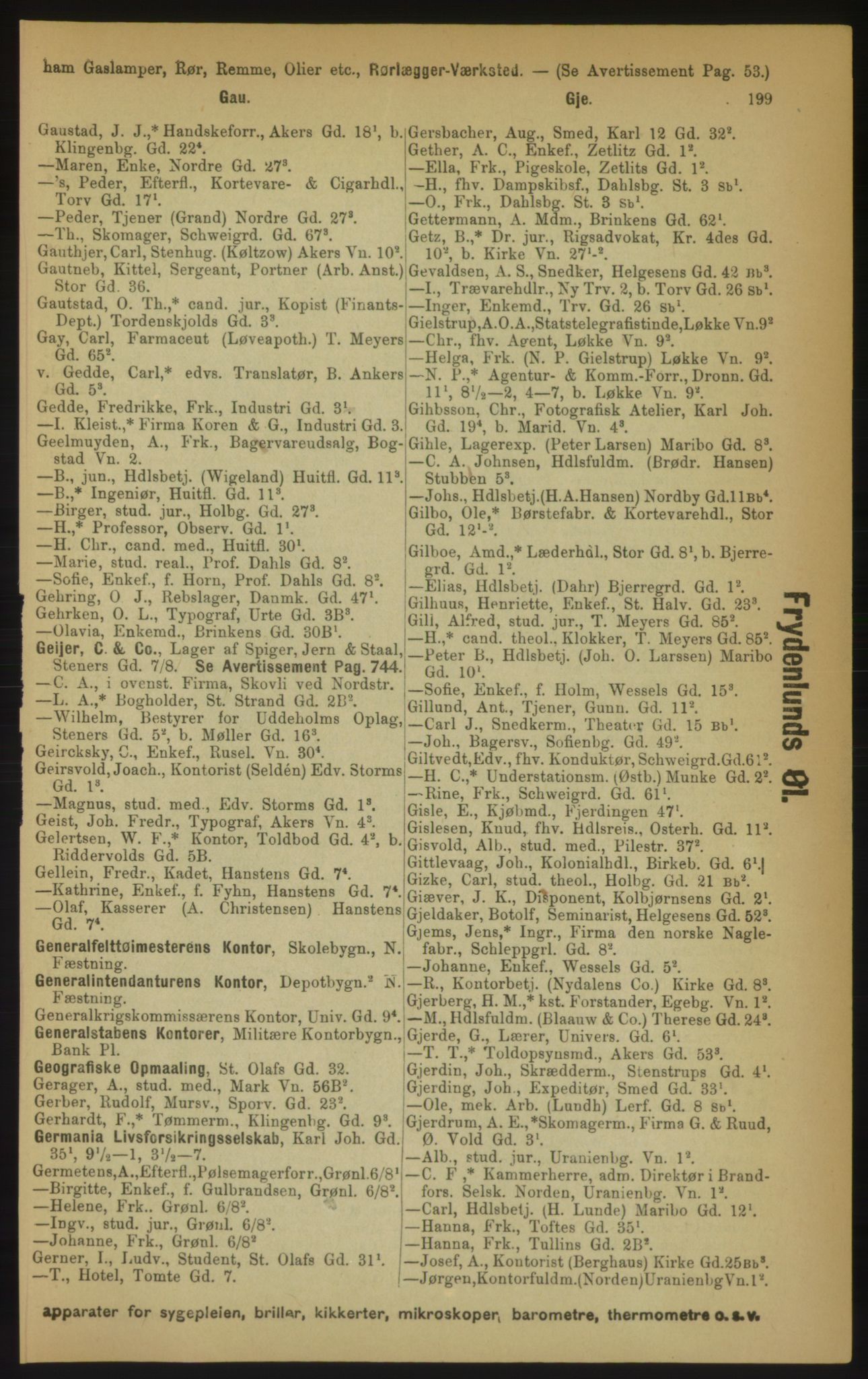 Kristiania/Oslo adressebok, PUBL/-, 1891, s. 199