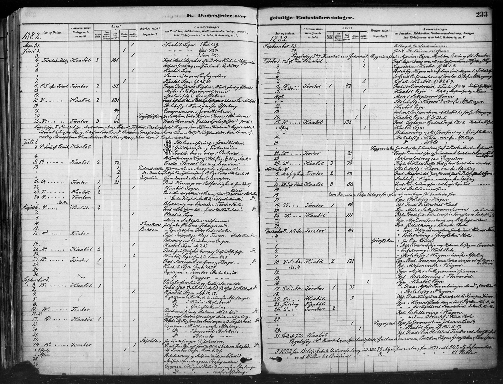 Hobøl prestekontor Kirkebøker, AV/SAO-A-2002/F/Fa/L0005: Ministerialbok nr. I 5, 1878-1904, s. 233