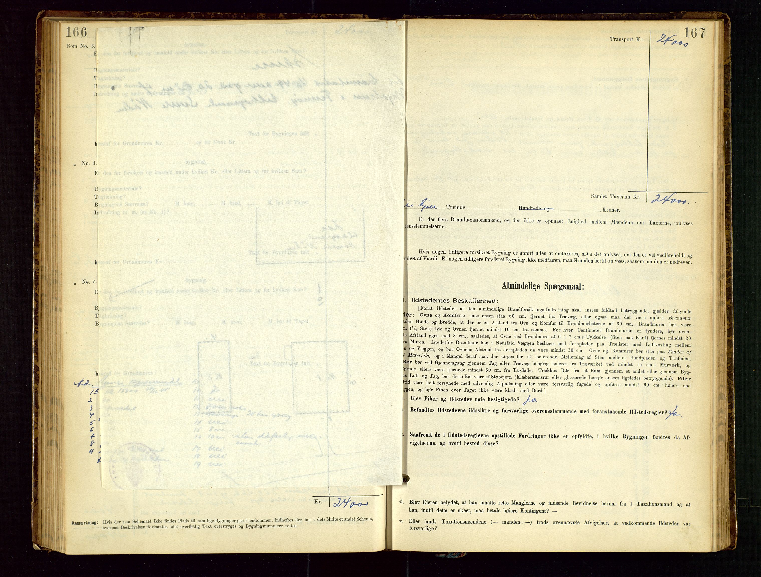 Finnøy lensmannskontor, AV/SAST-A-100442/Goa/L0003: Branntakstprotokoll - skjemaprotokoll, 1896-1954, s. 166-167