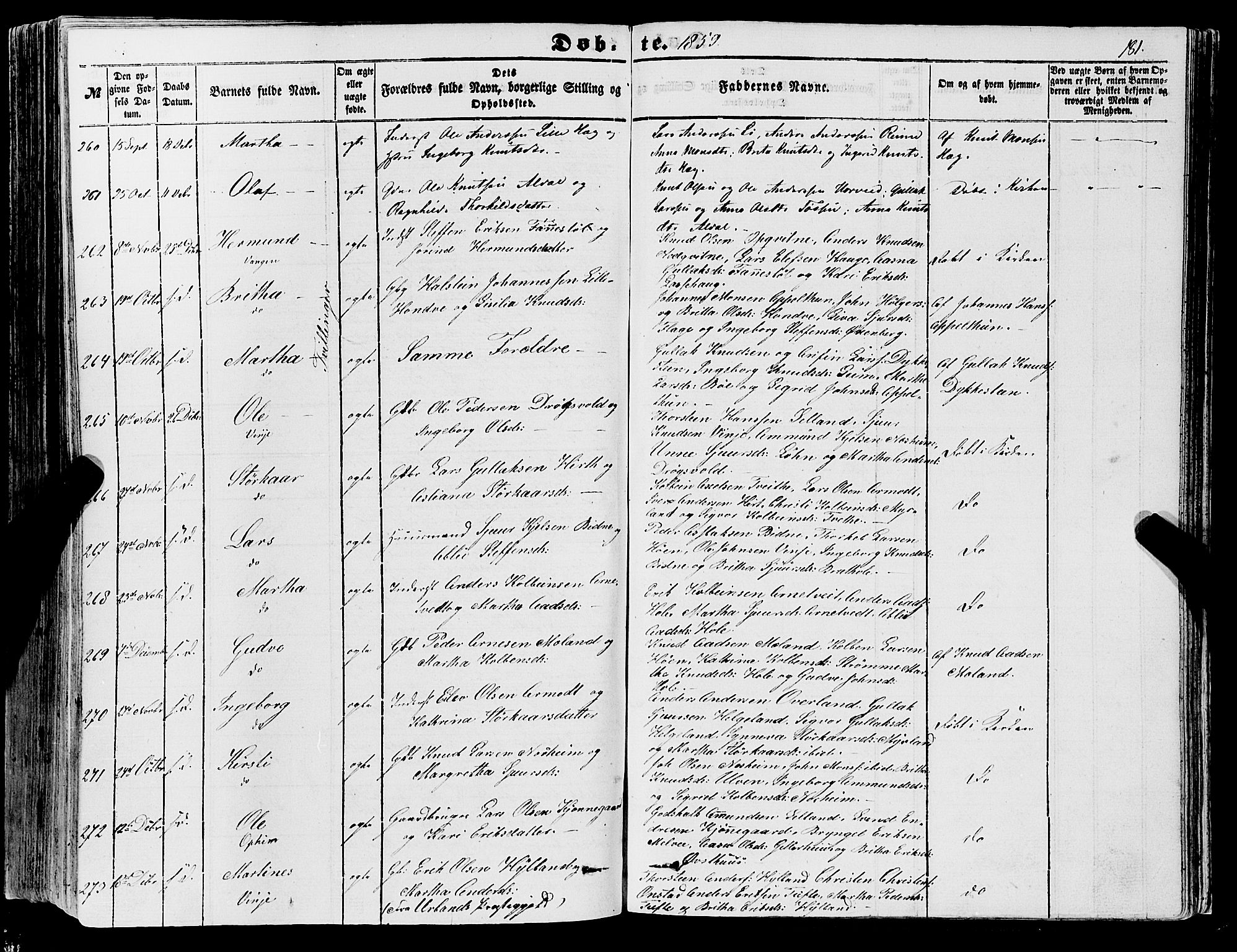 Voss sokneprestembete, AV/SAB-A-79001/H/Haa: Ministerialbok nr. A 16, 1849-1863, s. 181