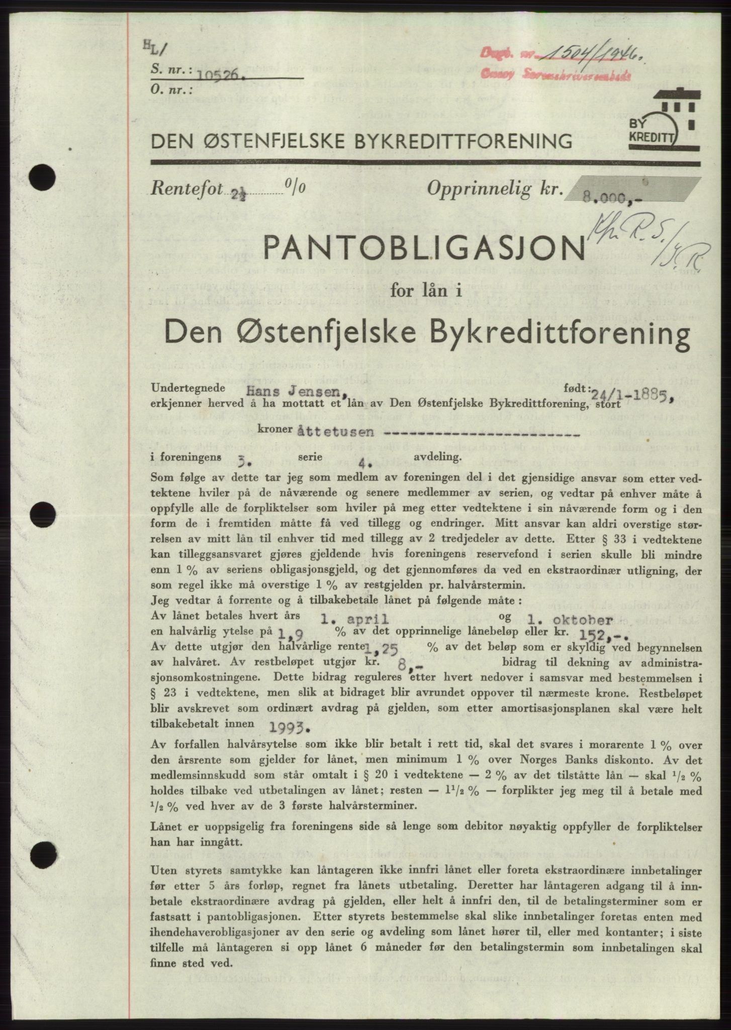 Onsøy sorenskriveri, SAO/A-10474/G/Ga/Gac/L0005: Pantebok nr. B 9-5, 1946-1947, Dagboknr: 1504/1946
