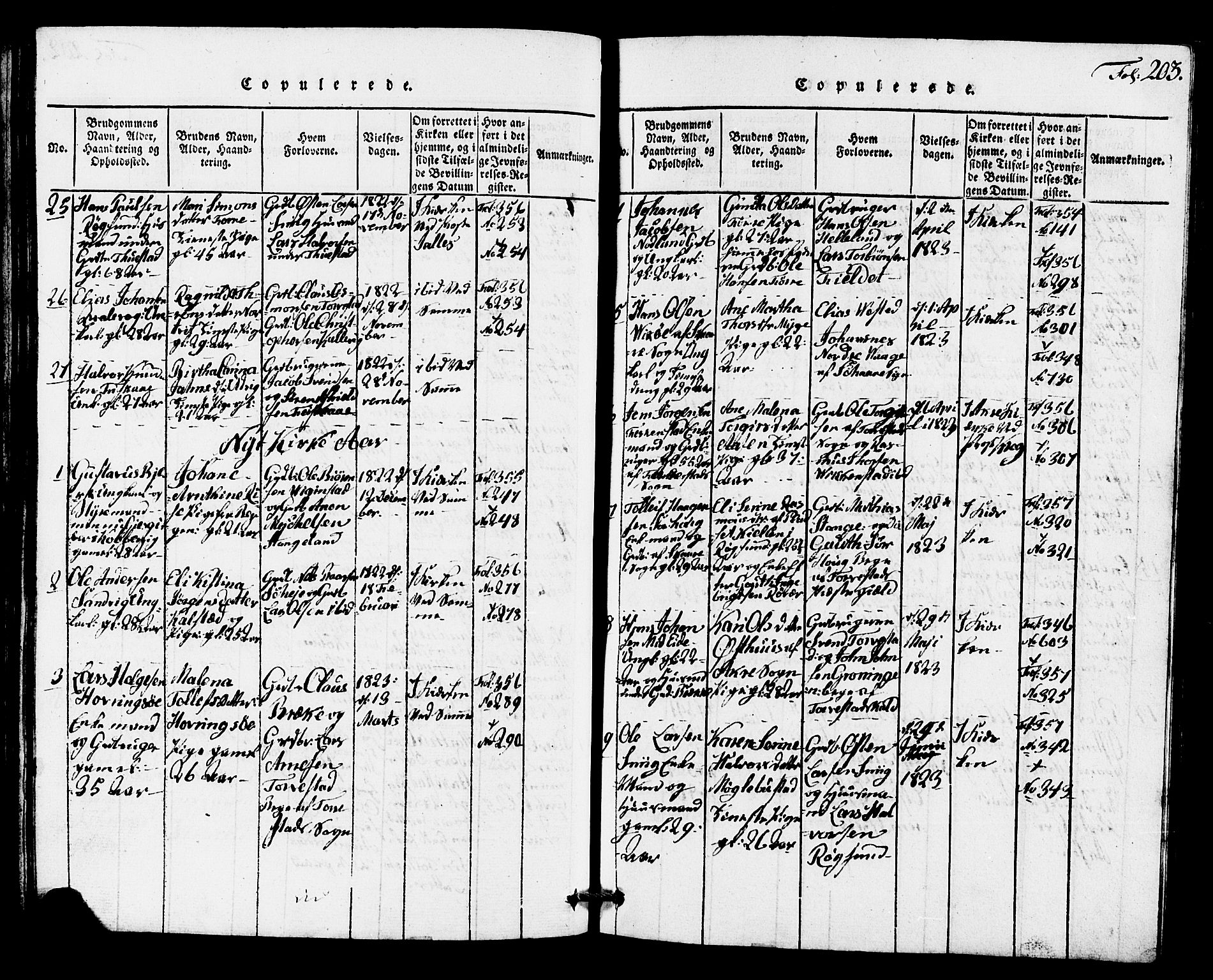 Avaldsnes sokneprestkontor, AV/SAST-A -101851/H/Ha/Hab/L0001: Klokkerbok nr. B 1, 1816-1825, s. 203