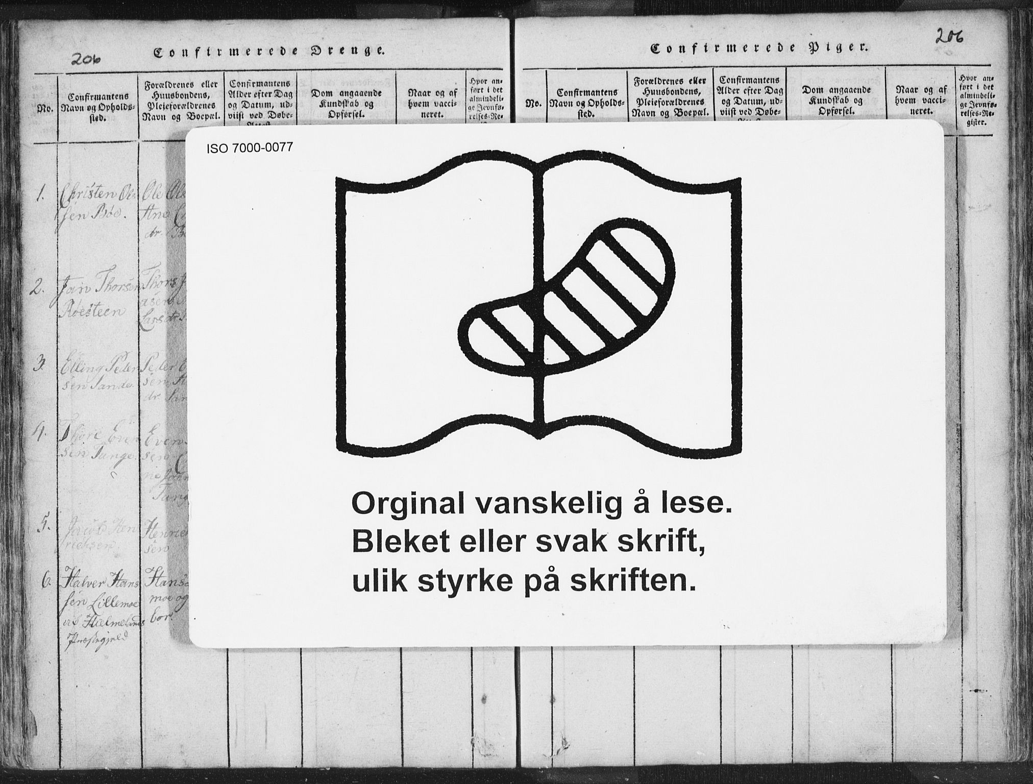 Hetland sokneprestkontor, SAST/A-101826/30/30BA/L0001: Ministerialbok nr. A 1, 1816-1856, s. 206