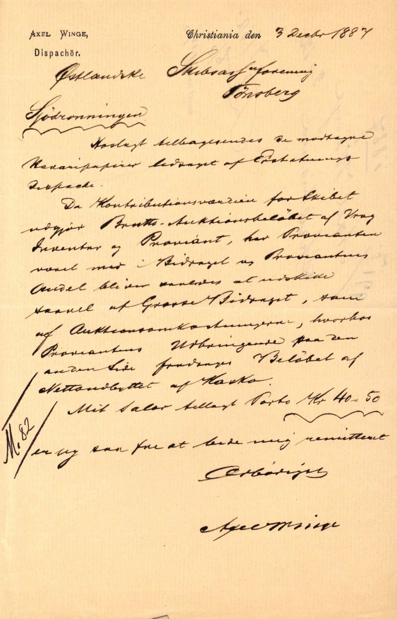 Pa 63 - Østlandske skibsassuranceforening, VEMU/A-1079/G/Ga/L0020/0006: Havaridokumenter / Sjødronningen, Sir John Lawrence, Isploven, John Bertram, 1887, s. 2