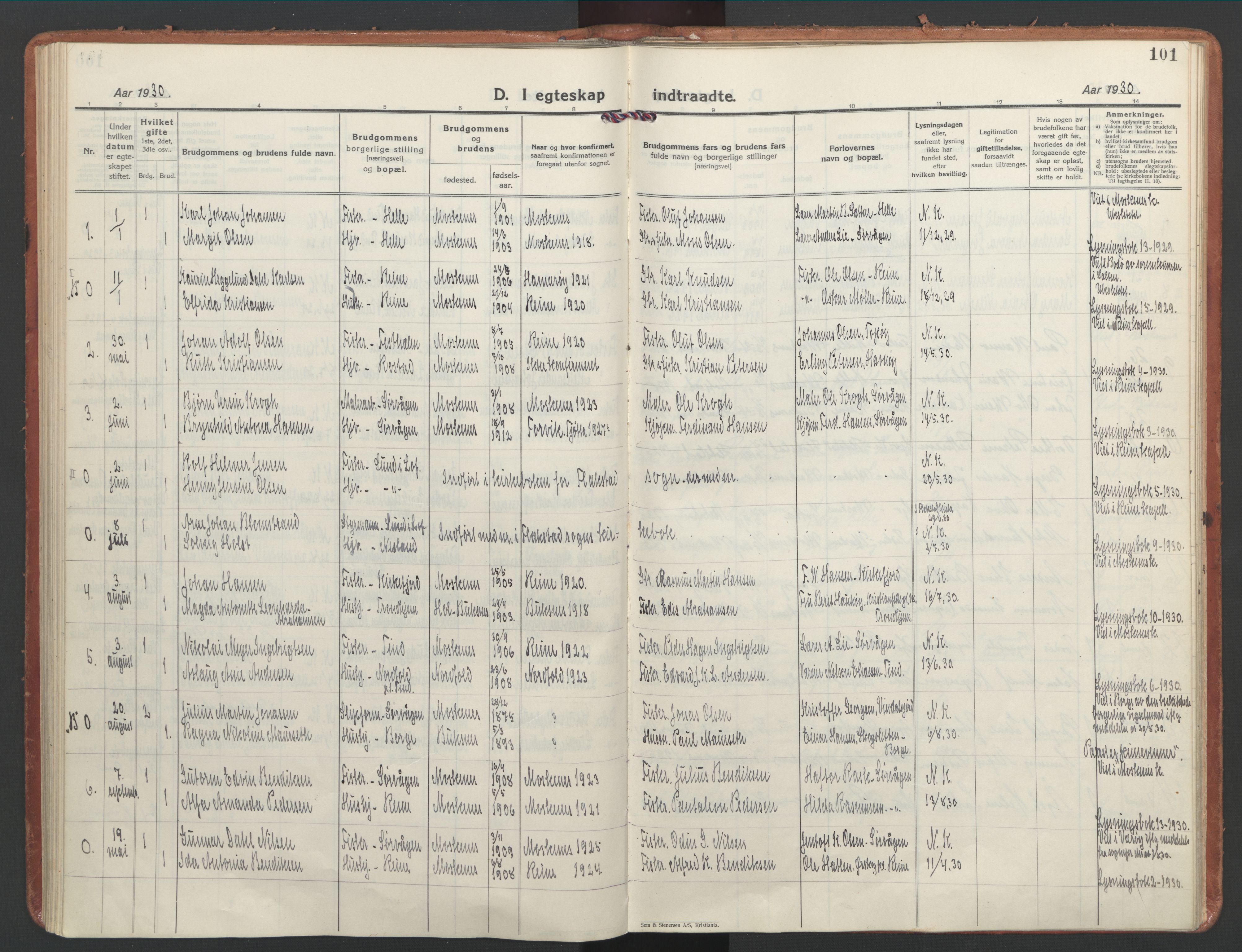 Ministerialprotokoller, klokkerbøker og fødselsregistre - Nordland, AV/SAT-A-1459/886/L1223: Ministerialbok nr. 886A05, 1926-1938, s. 101