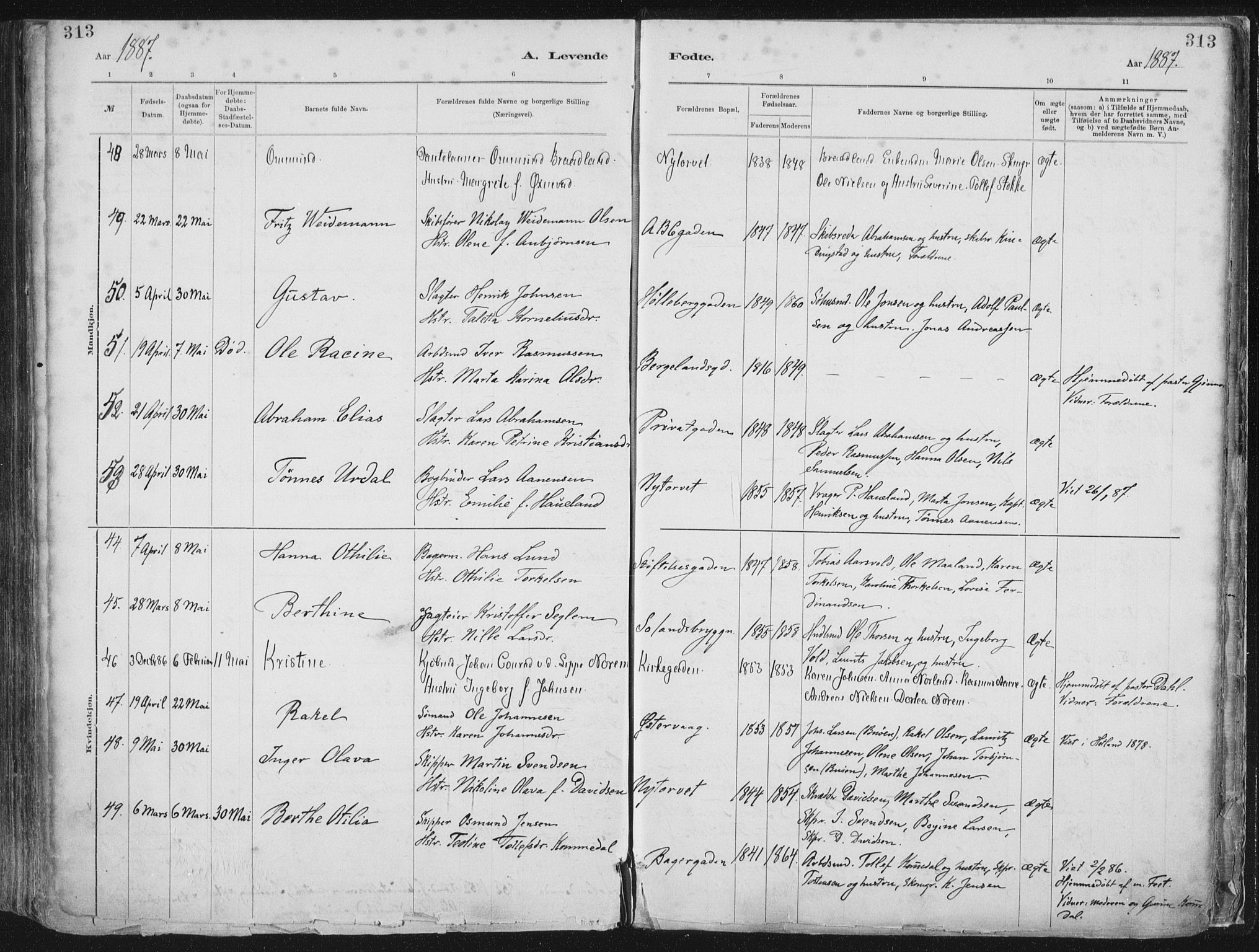 St. Petri sokneprestkontor, AV/SAST-A-101813/001/30/30BA/L0015: Ministerialbok nr. A 15, 1879-1888, s. 313