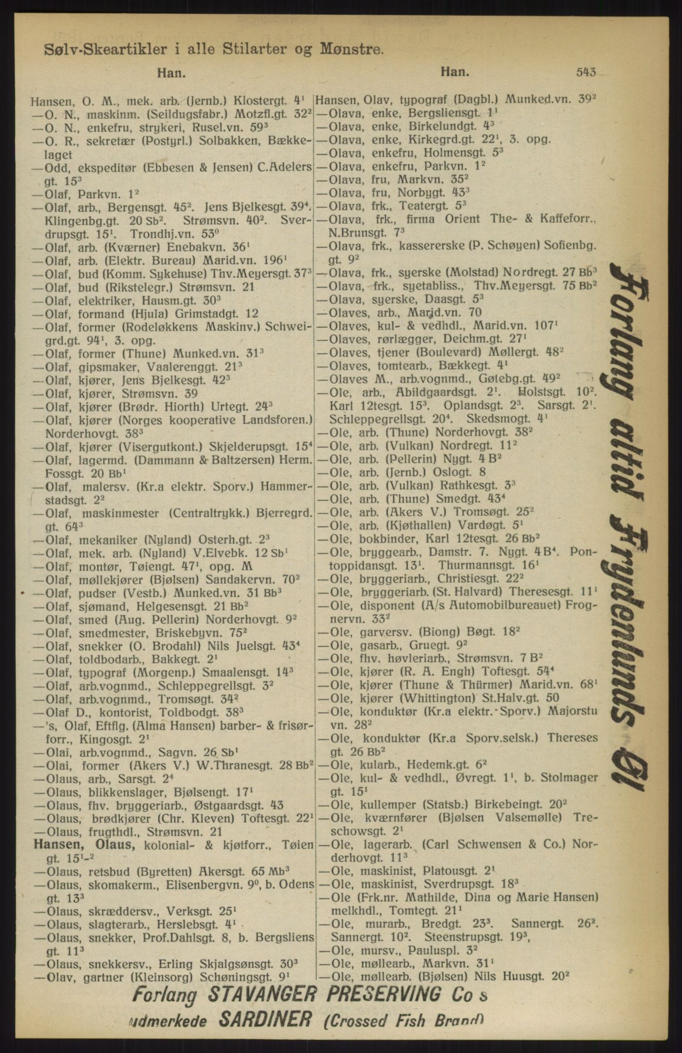 Kristiania/Oslo adressebok, PUBL/-, 1914, s. 543