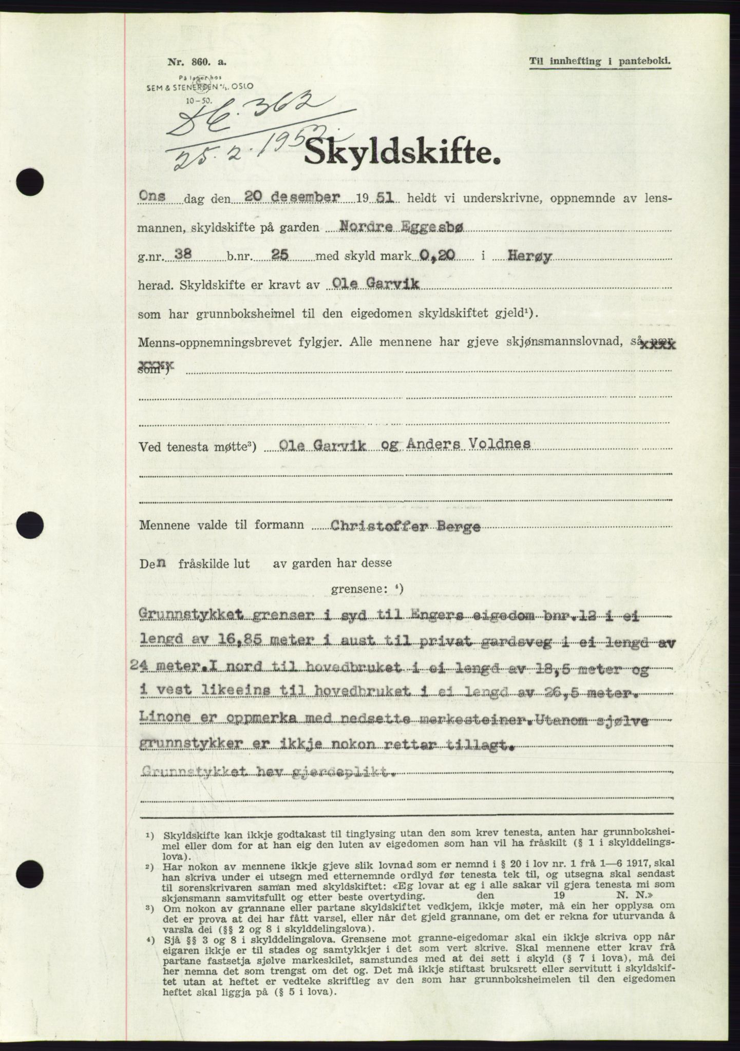 Søre Sunnmøre sorenskriveri, SAT/A-4122/1/2/2C/L0091: Pantebok nr. 17A, 1951-1952, Dagboknr: 362/1952