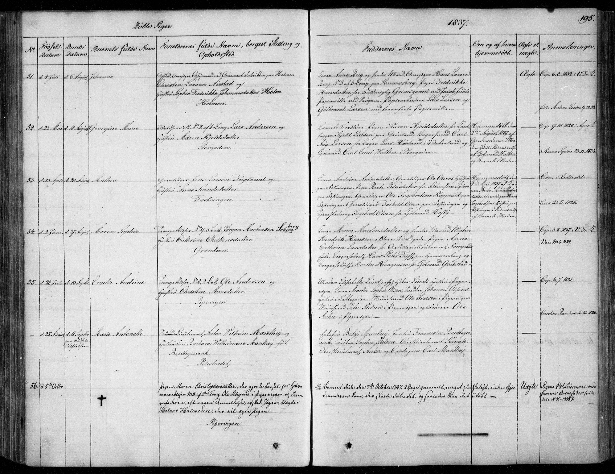 Garnisonsmenigheten Kirkebøker, AV/SAO-A-10846/F/Fa/L0006: Ministerialbok nr. 6, 1828-1841, s. 195