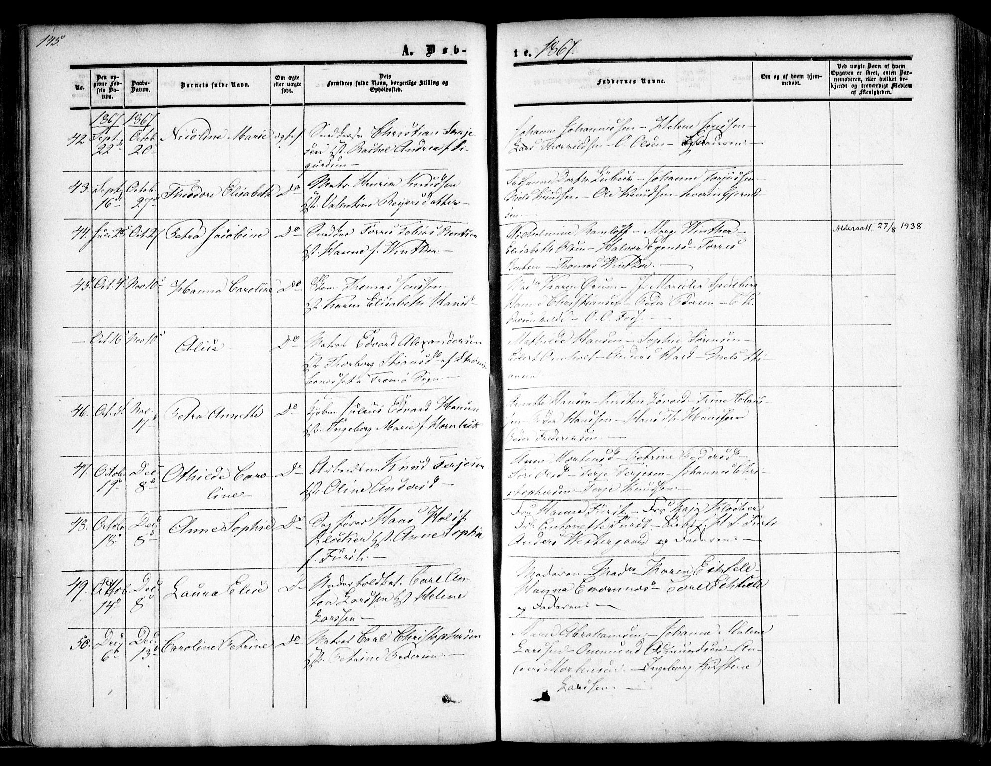 Arendal sokneprestkontor, Trefoldighet, AV/SAK-1111-0040/F/Fa/L0006: Ministerialbok nr. A 6, 1855-1868, s. 145