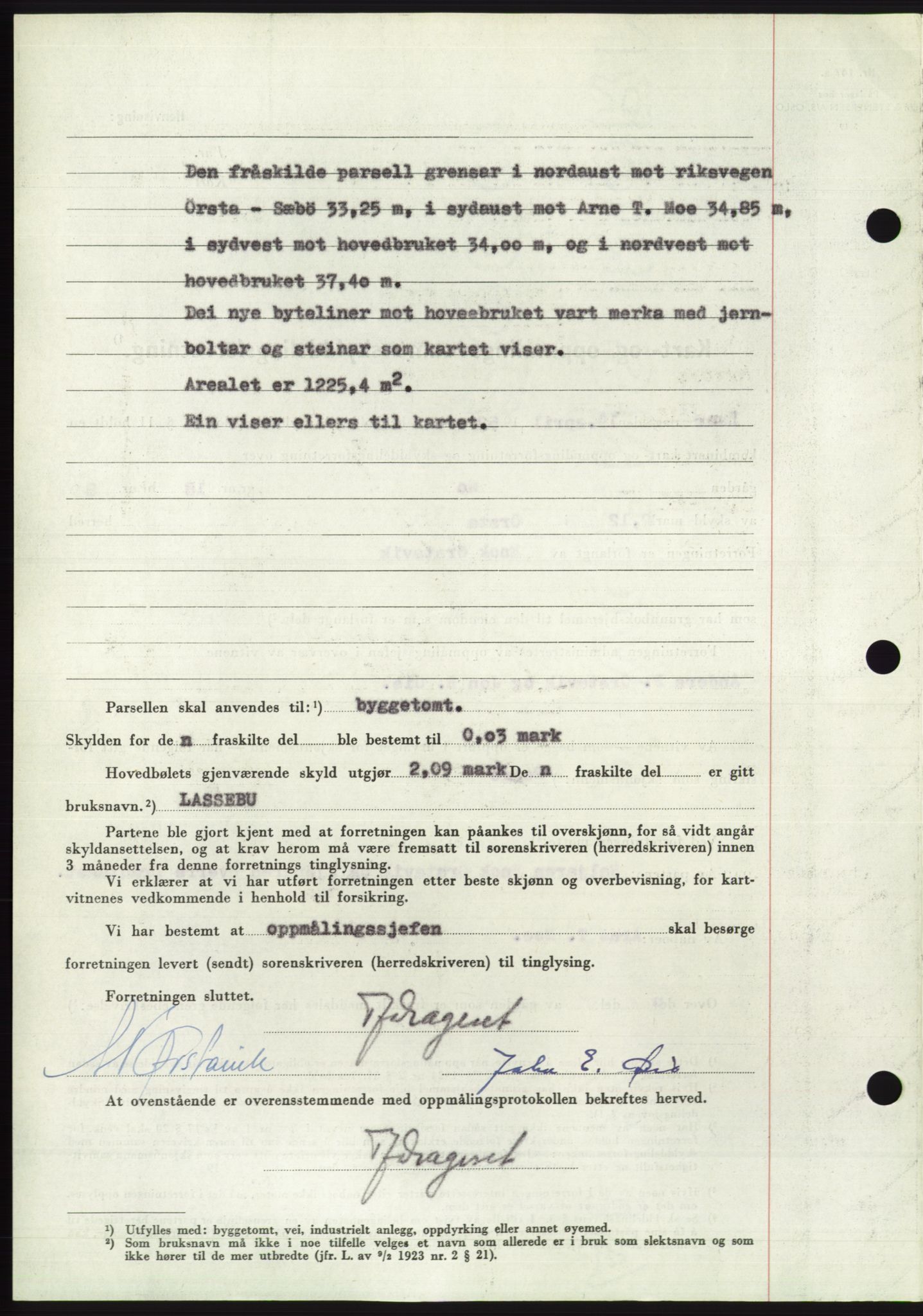 Søre Sunnmøre sorenskriveri, AV/SAT-A-4122/1/2/2C/L0092: Pantebok nr. 18A, 1952-1952, Dagboknr: 1016/1952