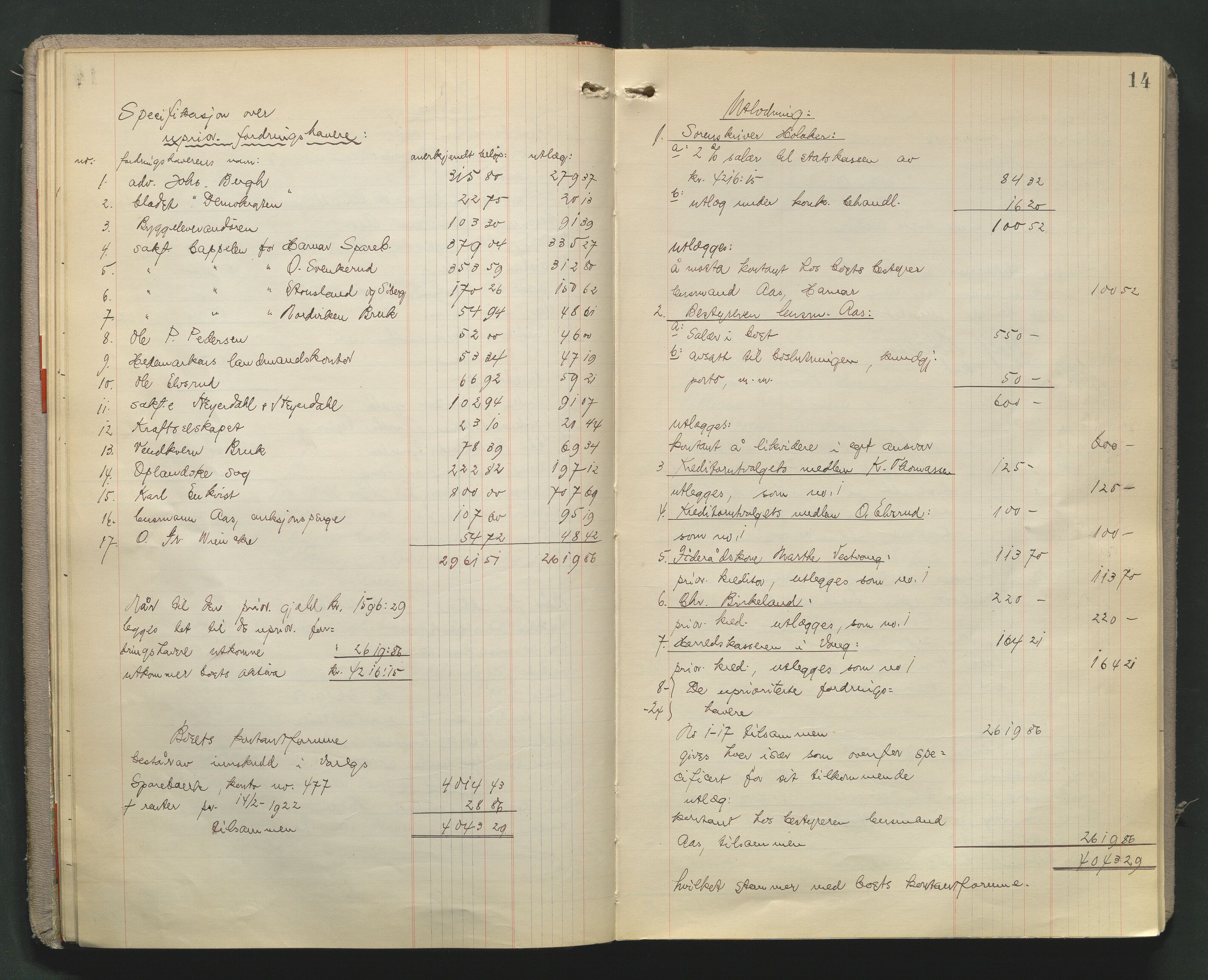 Nord-Hedmark sorenskriveri, AV/SAH-TING-012/J/Jd/L0005: Skifteutlodningsprotokoll, 1921-1928, s. 13b-14a