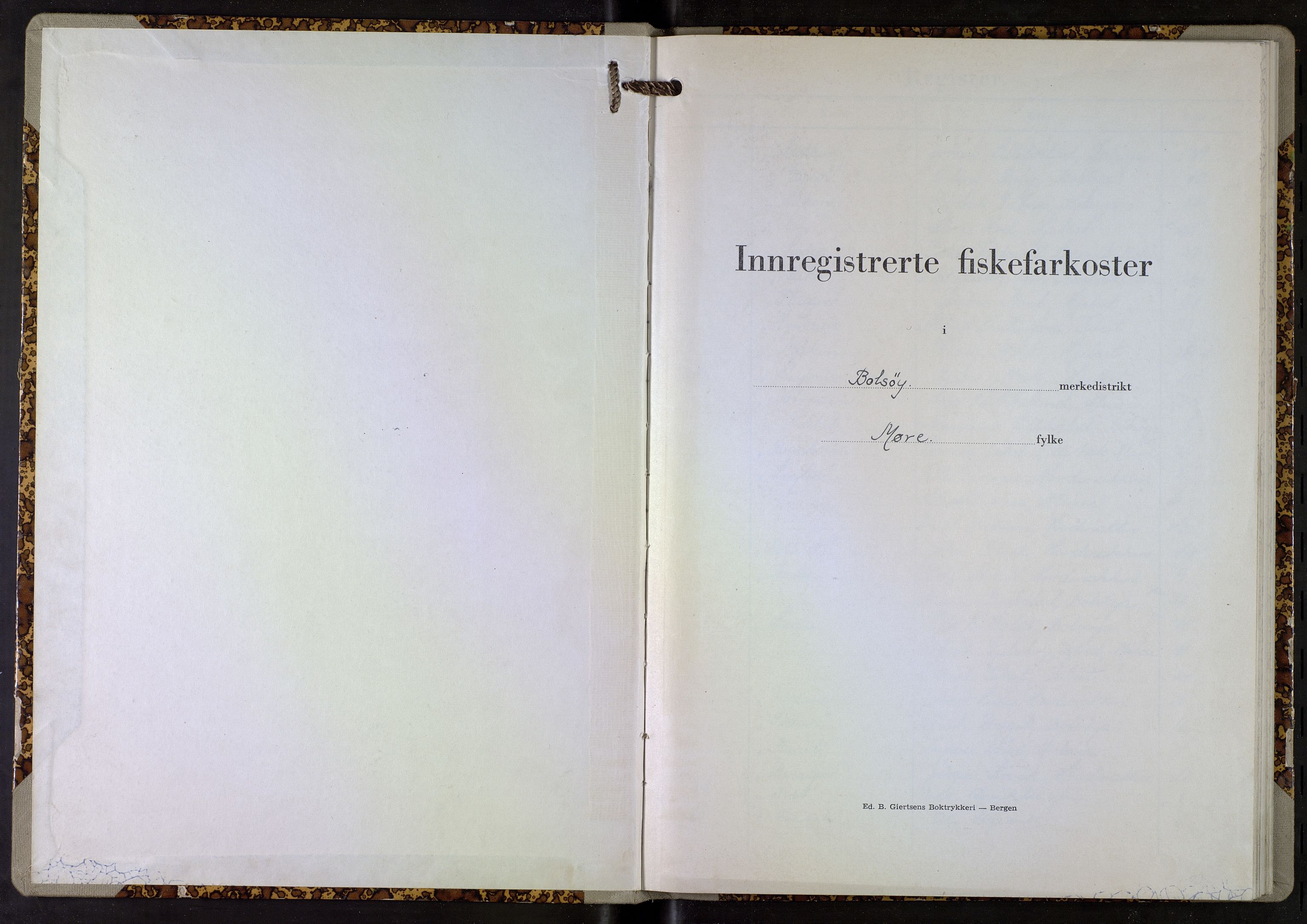 Fiskeridirektoratet - 1 Adm. ledelse - 13 Båtkontoret, SAB/A-2003/I/Ia/Iaf/L0006: 135.0604/2 Merkeprotokoll - Bolsøy, 1958-1960