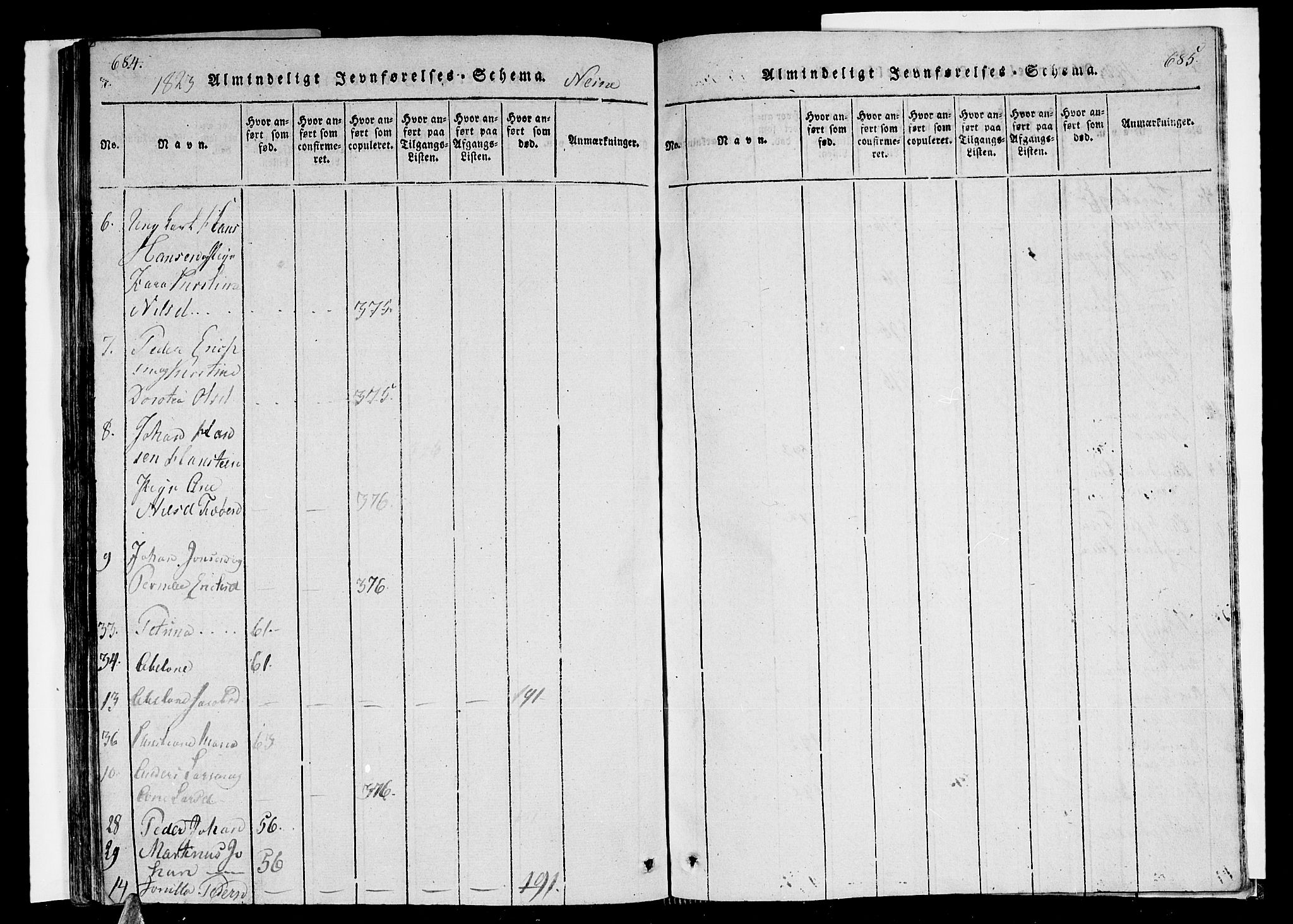 Ministerialprotokoller, klokkerbøker og fødselsregistre - Nordland, AV/SAT-A-1459/838/L0546: Ministerialbok nr. 838A05 /1, 1820-1828, s. 684-685