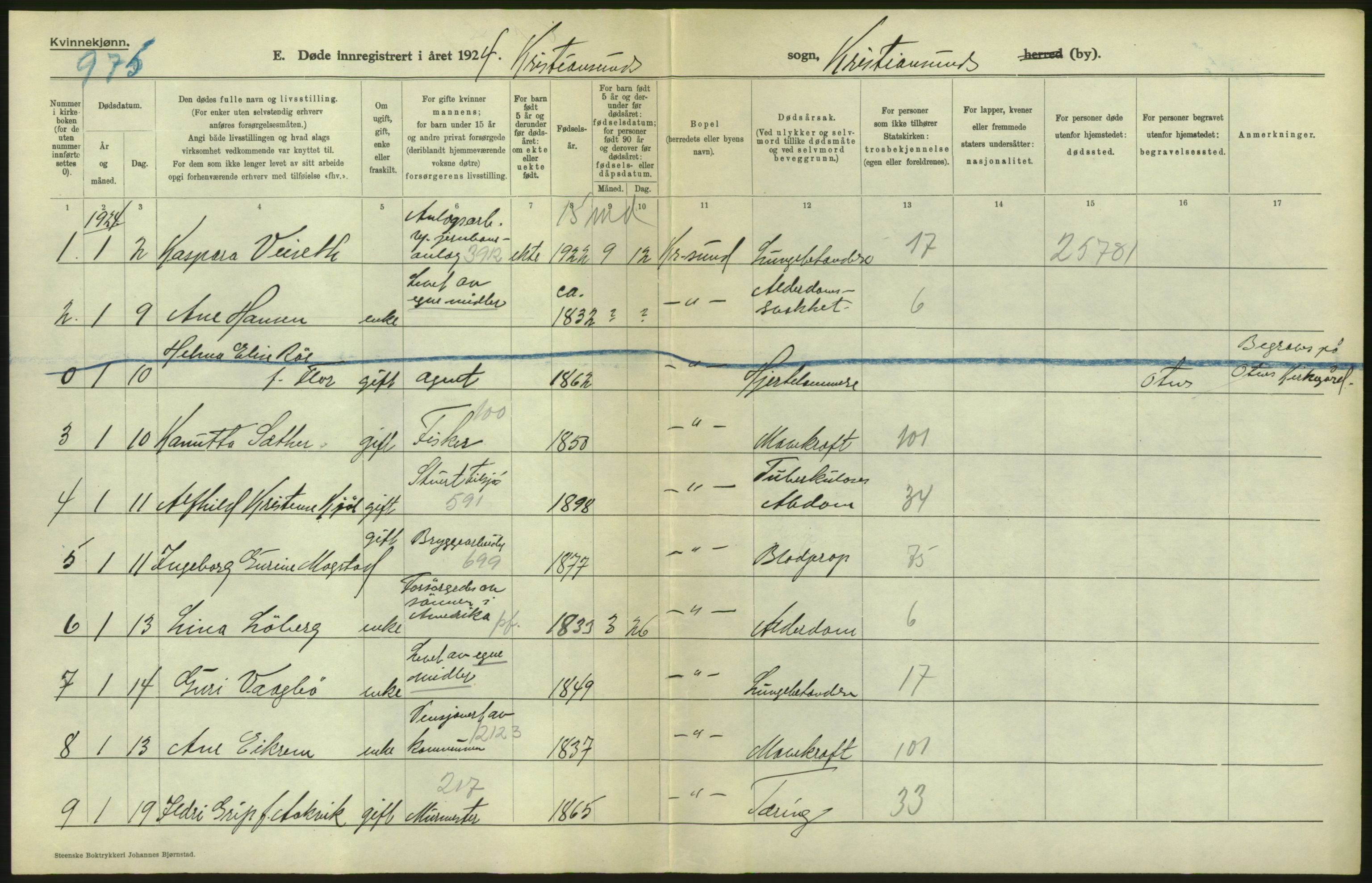 Statistisk sentralbyrå, Sosiodemografiske emner, Befolkning, AV/RA-S-2228/D/Df/Dfc/Dfcd/L0034: Møre fylke: Døde. Bygder og byer., 1924, s. 40