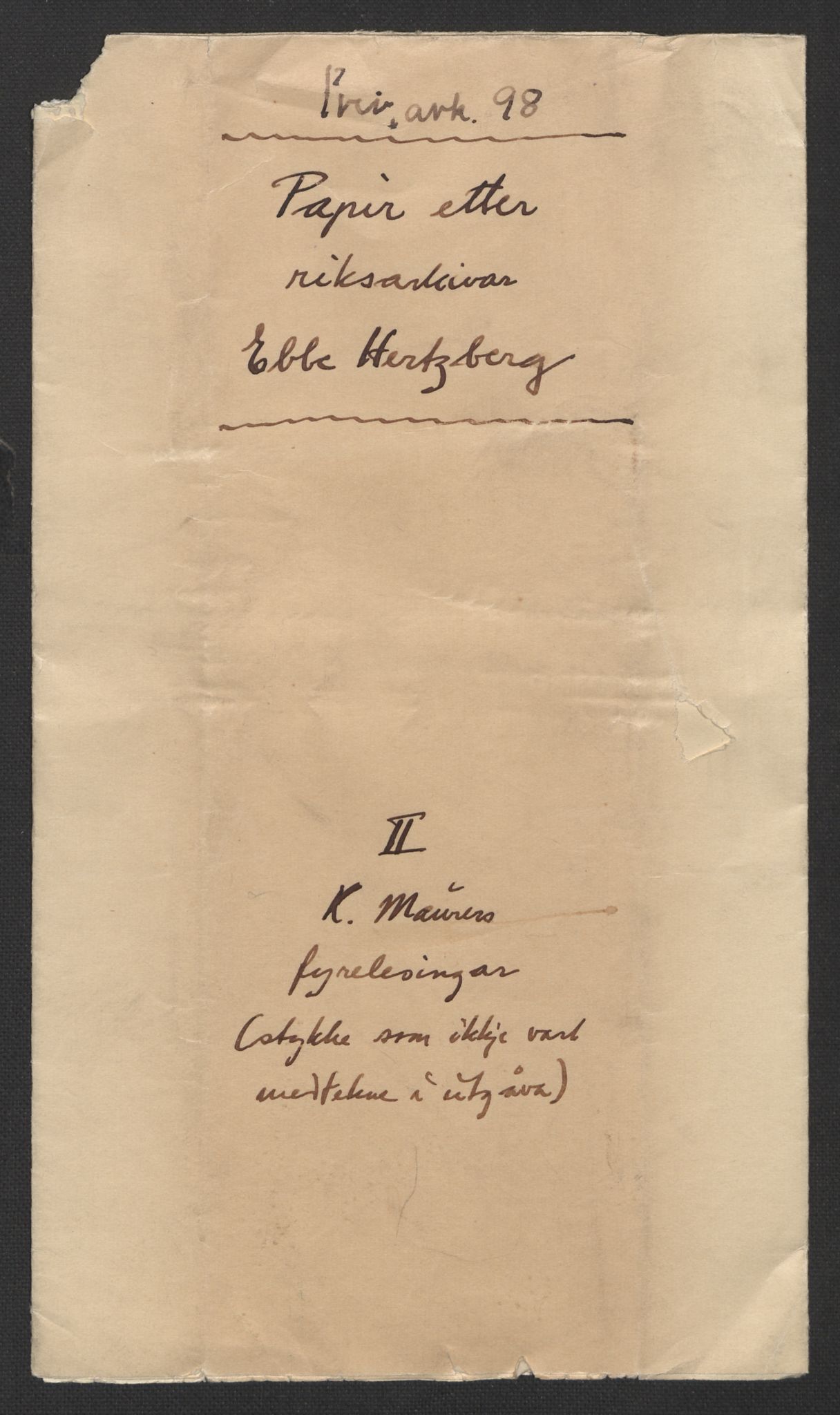 Hertzberg, Ebbe, RA/PA-0098/F/L0002: Manuskript (tysk) til Konrad Maurers forelesninger., 1872-1911