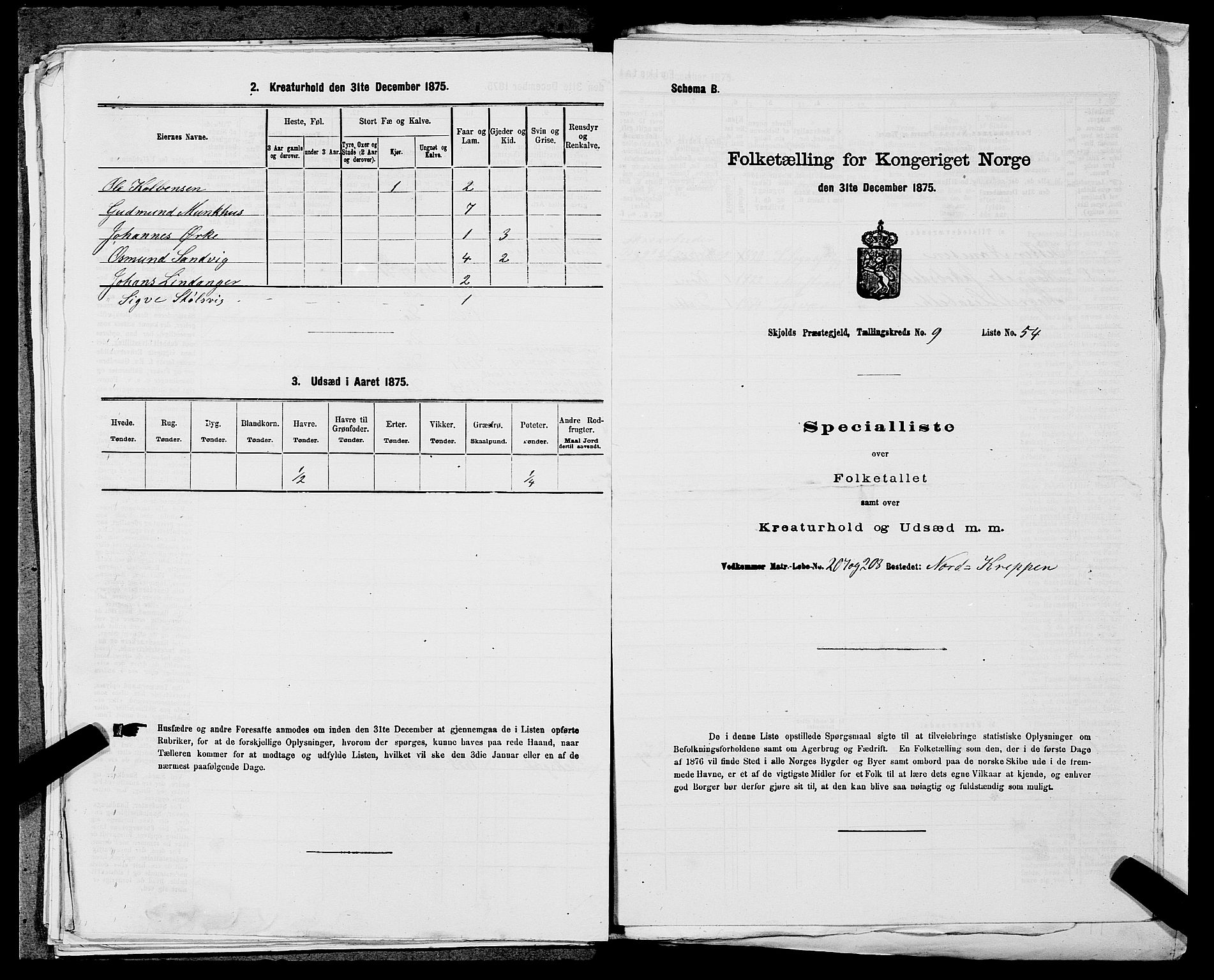 SAST, Folketelling 1875 for 1154P Skjold prestegjeld, 1875, s. 944