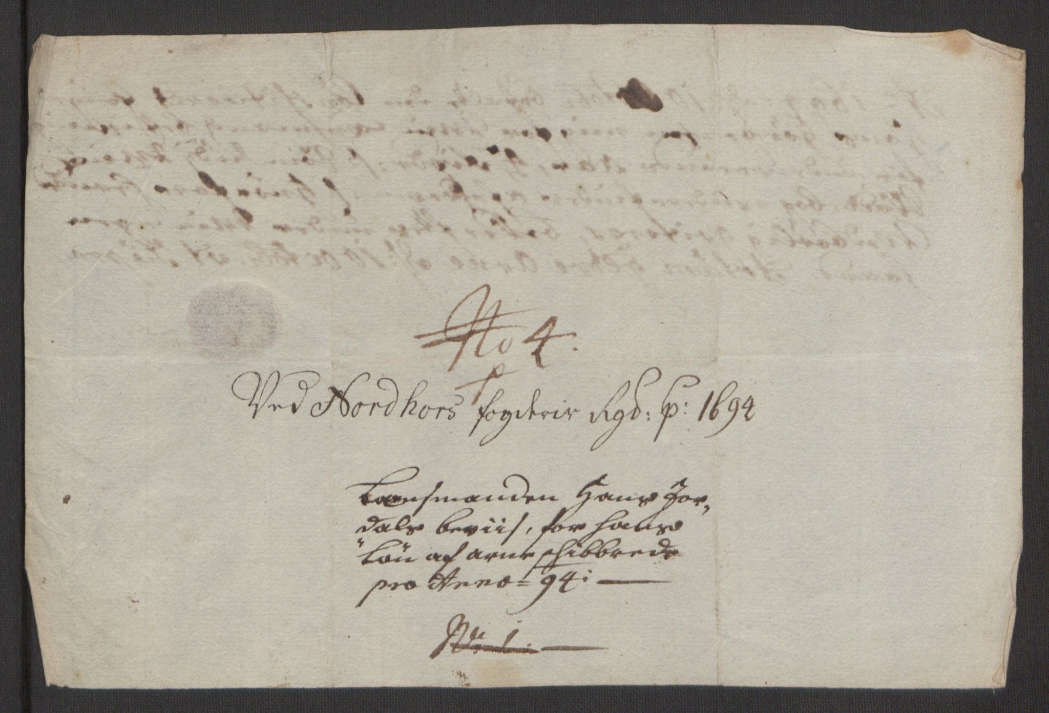 Rentekammeret inntil 1814, Reviderte regnskaper, Fogderegnskap, AV/RA-EA-4092/R51/L3182: Fogderegnskap Nordhordland og Voss, 1694, s. 315