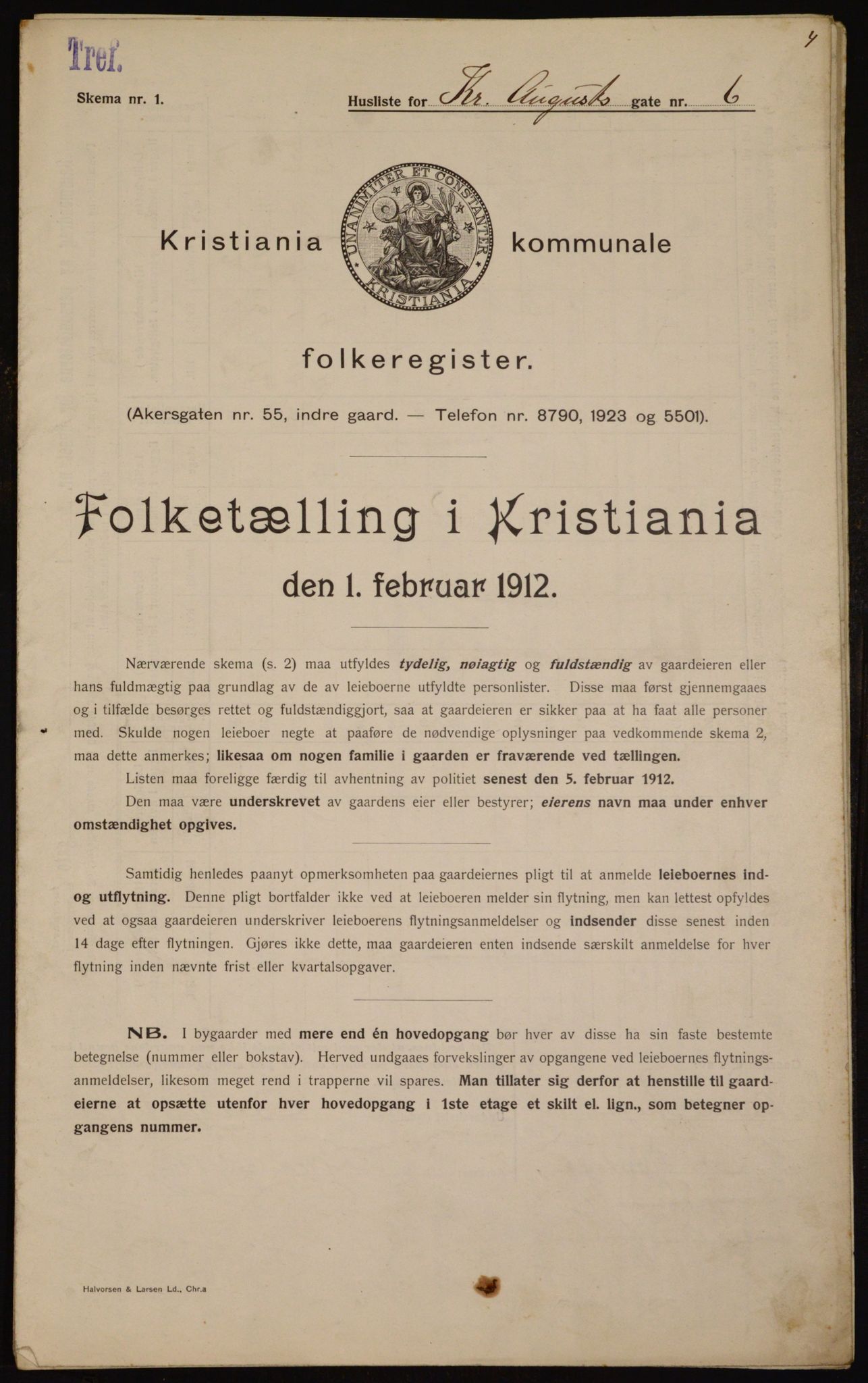 OBA, Kommunal folketelling 1.2.1912 for Kristiania, 1912, s. 54216