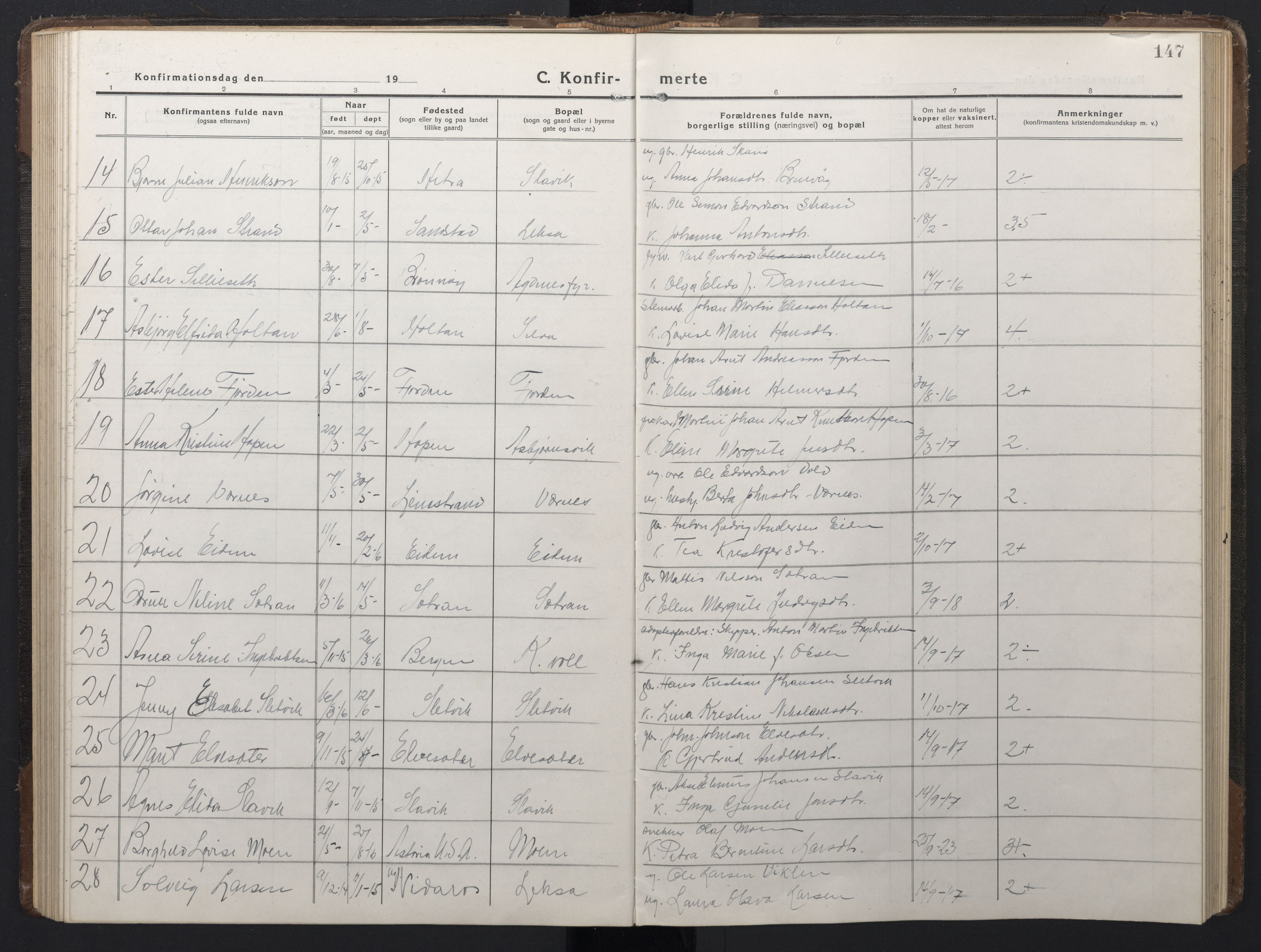 Ministerialprotokoller, klokkerbøker og fødselsregistre - Sør-Trøndelag, SAT/A-1456/662/L0758: Klokkerbok nr. 662C03, 1918-1948, s. 147