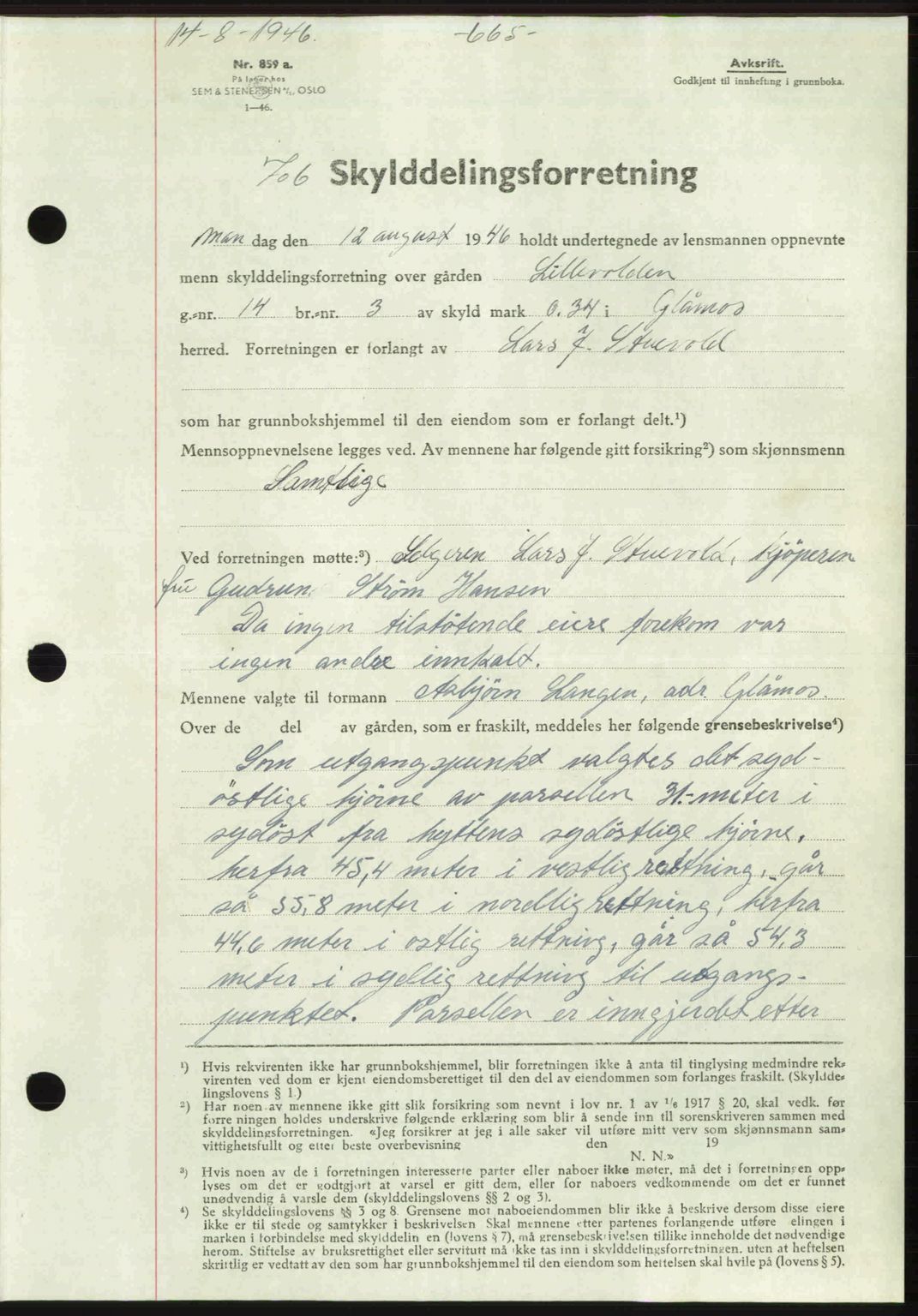 Gauldal sorenskriveri, SAT/A-0014/1/2/2C: Pantebok nr. A2, 1946-1946, Dagboknr: 706/1946