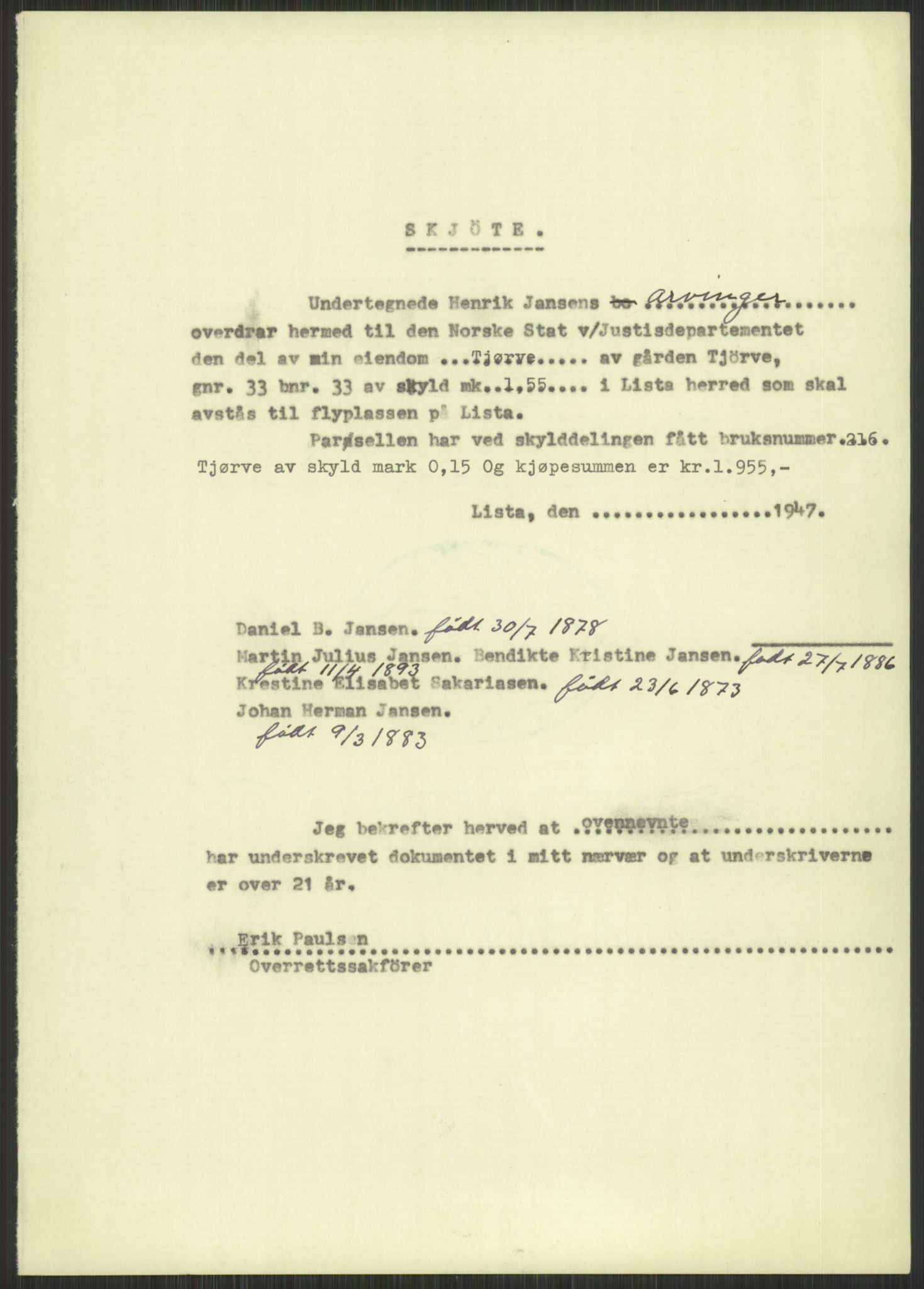 Forsvarsdepartementet, 10. kontor / Oppgjørskontoret, AV/RA-RAFA-1225/D/Db/L0182: Lista oppgjørskontor, 1942-1950, s. 13