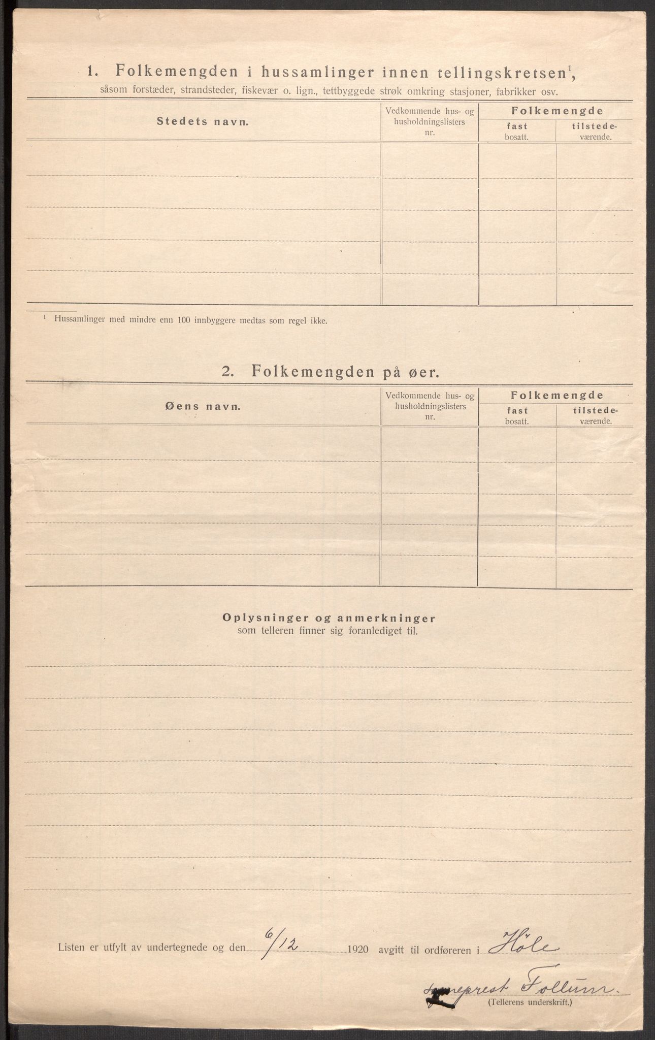 SAST, Folketelling 1920 for 1128 Høle herred, 1920, s. 20