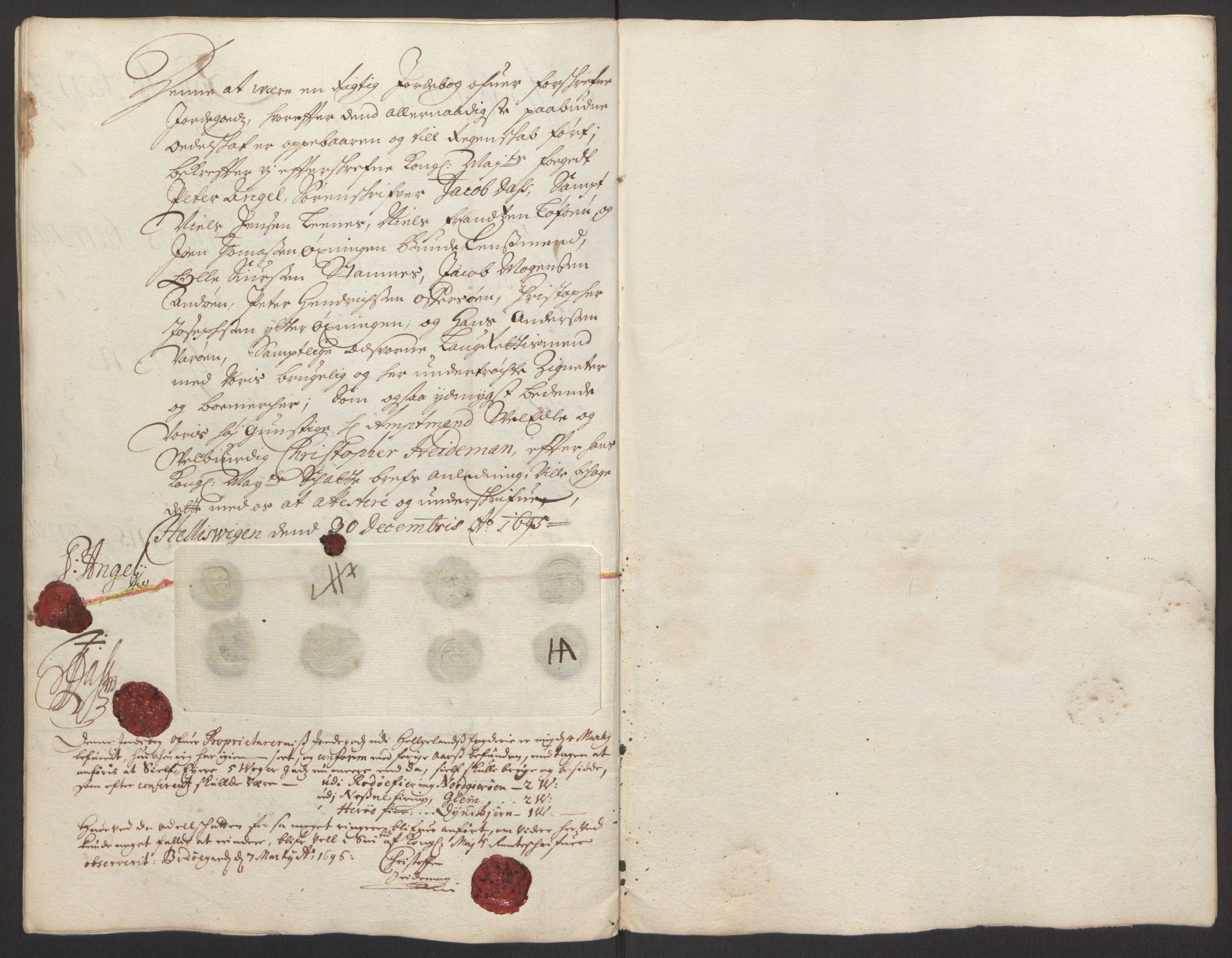 Rentekammeret inntil 1814, Reviderte regnskaper, Fogderegnskap, RA/EA-4092/R65/L4505: Fogderegnskap Helgeland, 1693-1696, s. 374
