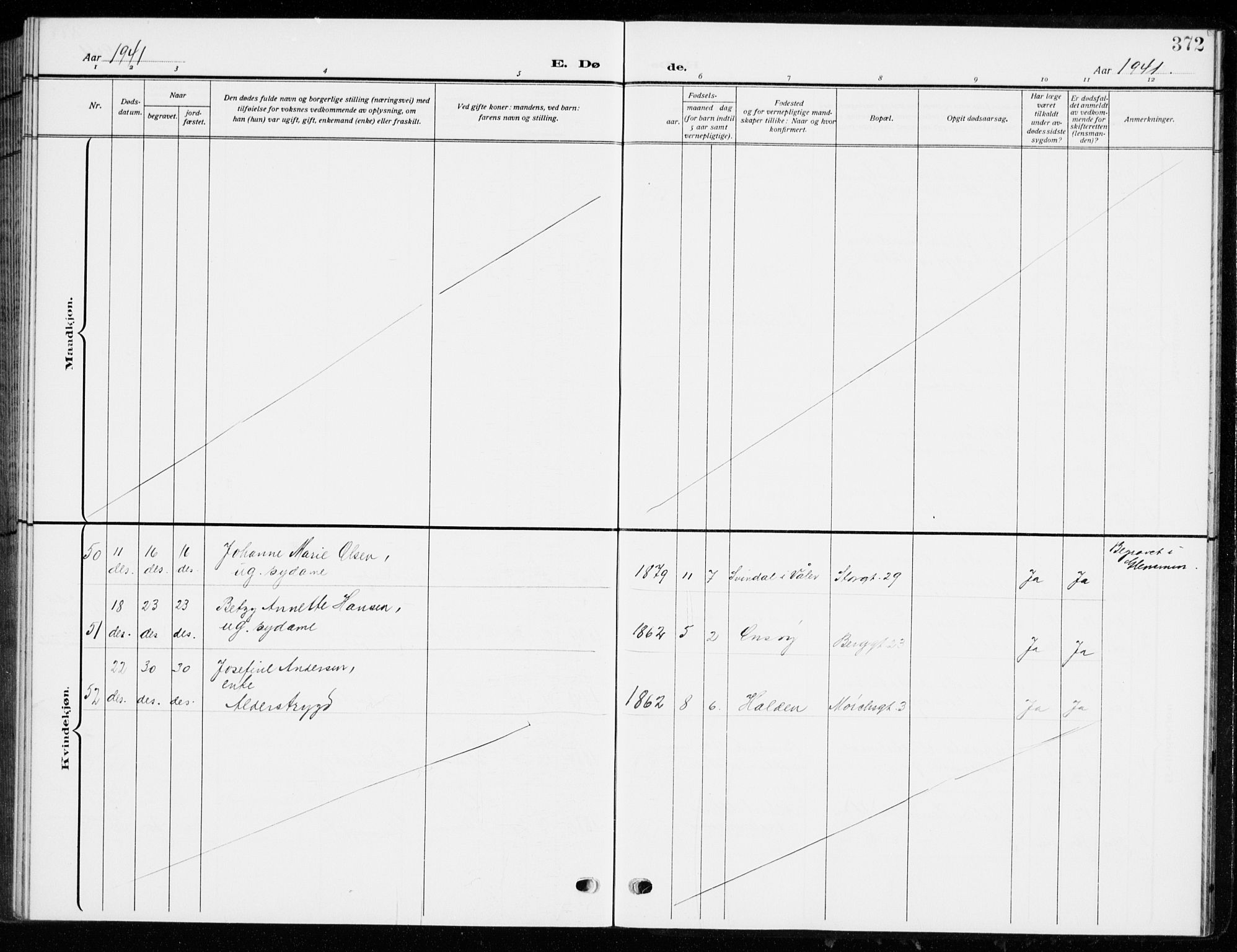 Fredrikstad domkirkes prestekontor Kirkebøker, AV/SAO-A-10906/G/Ga/L0004: Klokkerbok nr. 4, 1910-1944, s. 372