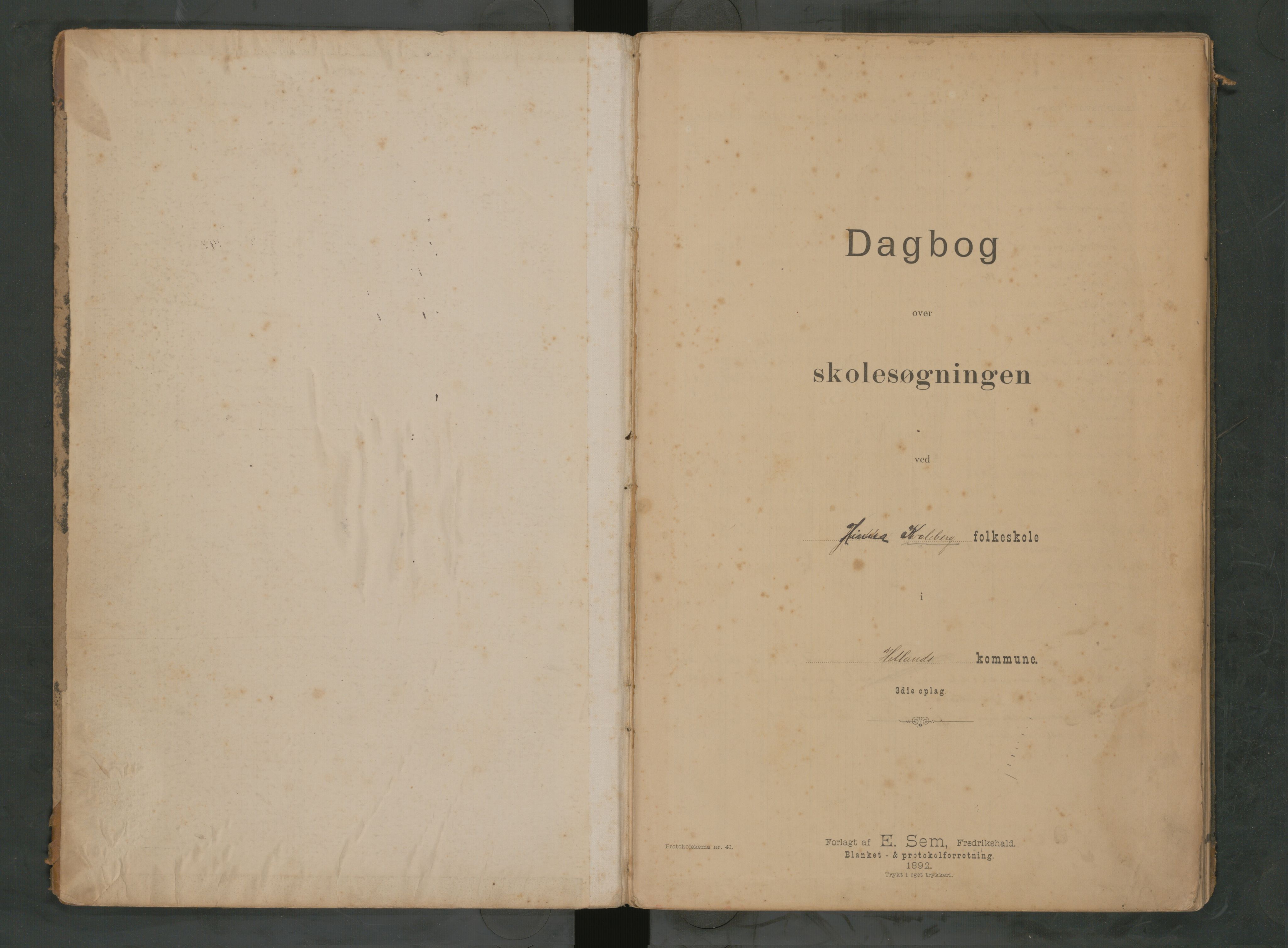 Hetland kommune. Kvaleberg skole, BYST/A-0145/G/Ga/L0003: Klassedagbok, 1893-1909