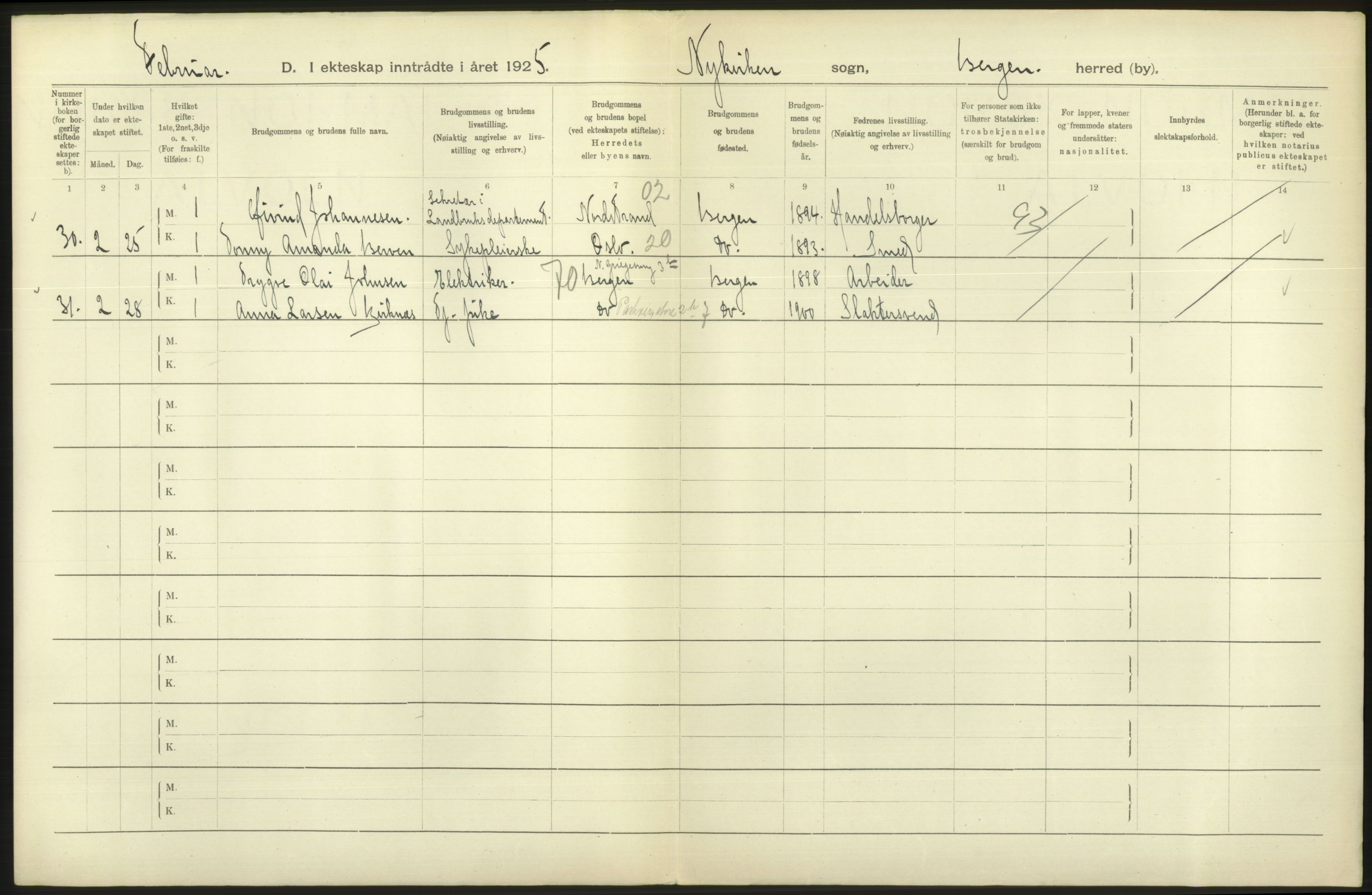 Statistisk sentralbyrå, Sosiodemografiske emner, Befolkning, AV/RA-S-2228/D/Df/Dfc/Dfce/L0029: Bergen: Gifte, døde., 1925, s. 156