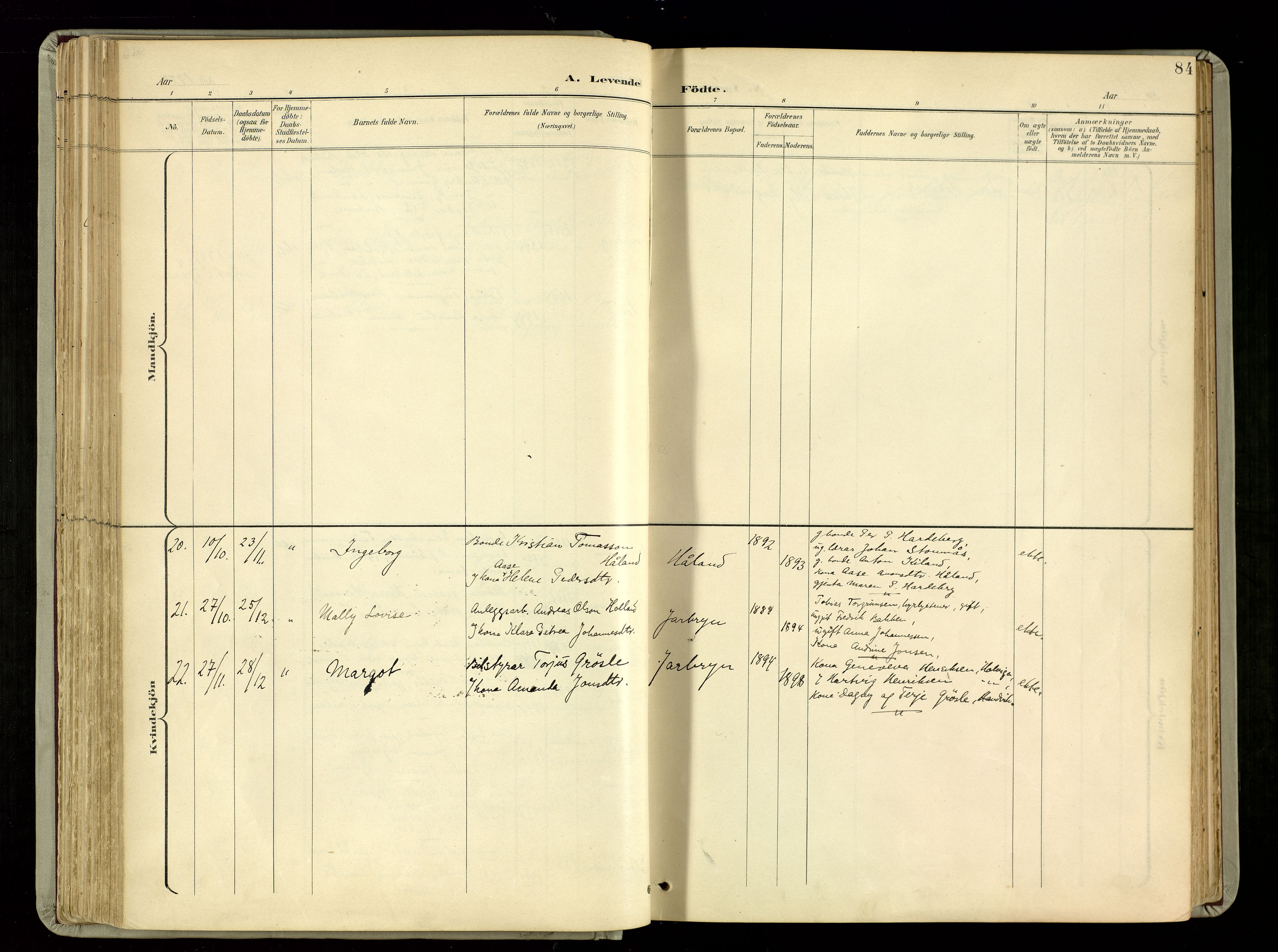 Hommedal sokneprestkontor, AV/SAK-1111-0023/F/Fa/Fab/L0007: Ministerialbok nr. A 7, 1898-1924, s. 84