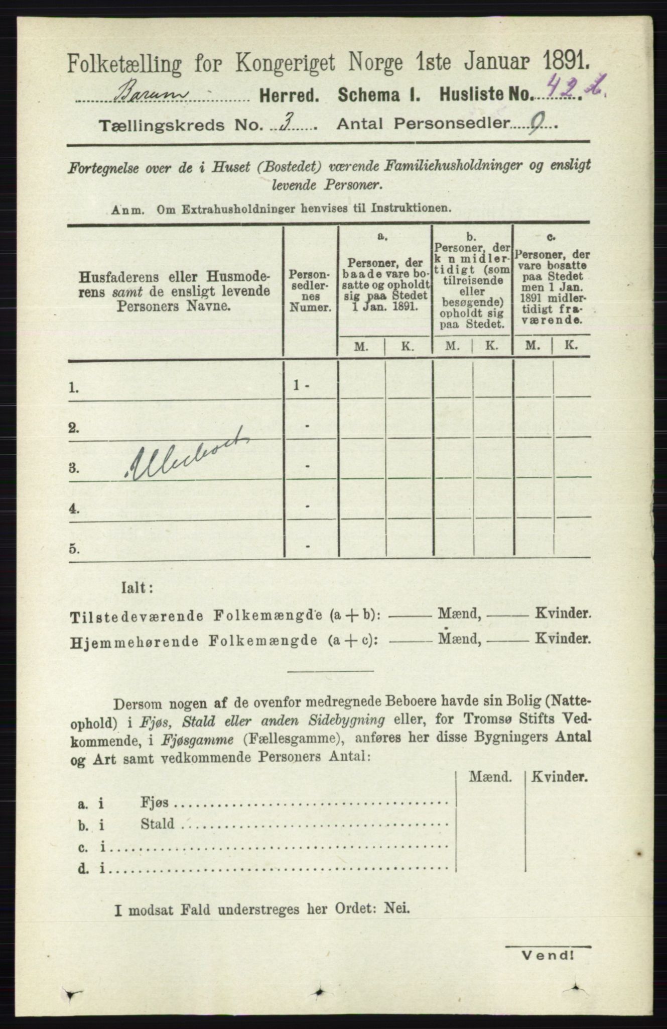 RA, Folketelling 1891 for 0219 Bærum herred, 1891, s. 1944