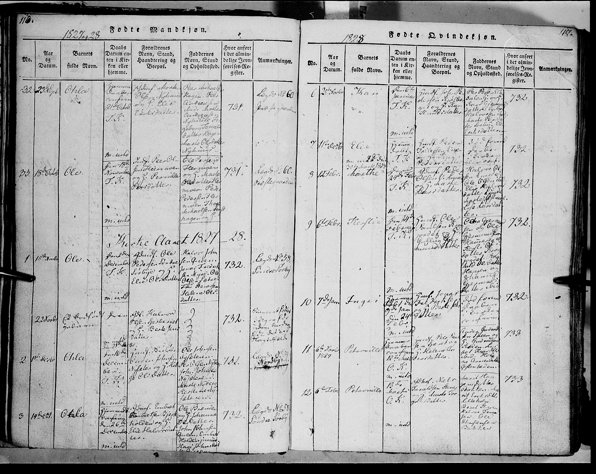 Trysil prestekontor, SAH/PREST-046/H/Ha/Haa/L0003: Ministerialbok nr. 3 /1, 1814-1841, s. 116-117