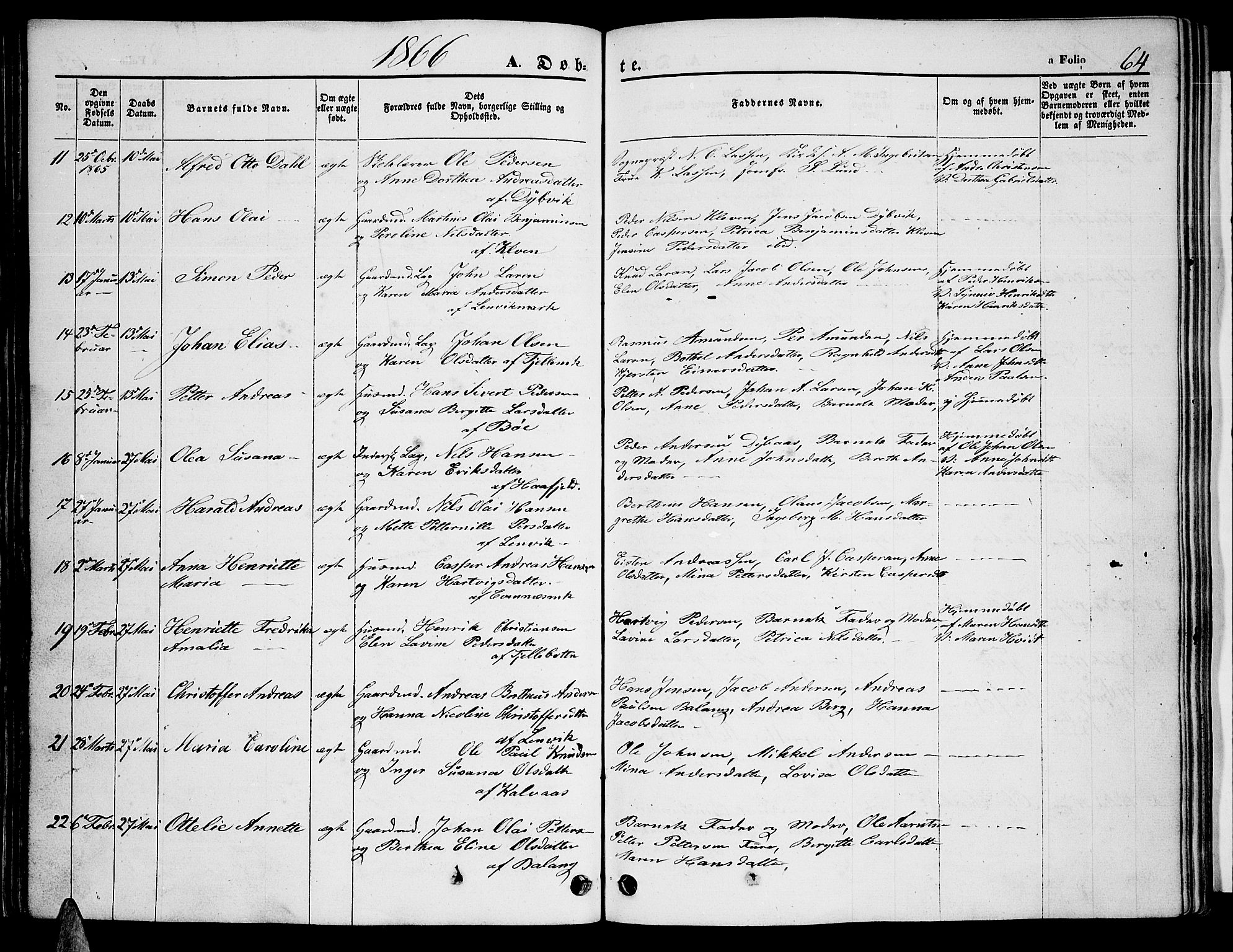 Ministerialprotokoller, klokkerbøker og fødselsregistre - Nordland, AV/SAT-A-1459/863/L0912: Klokkerbok nr. 863C02, 1858-1876, s. 64