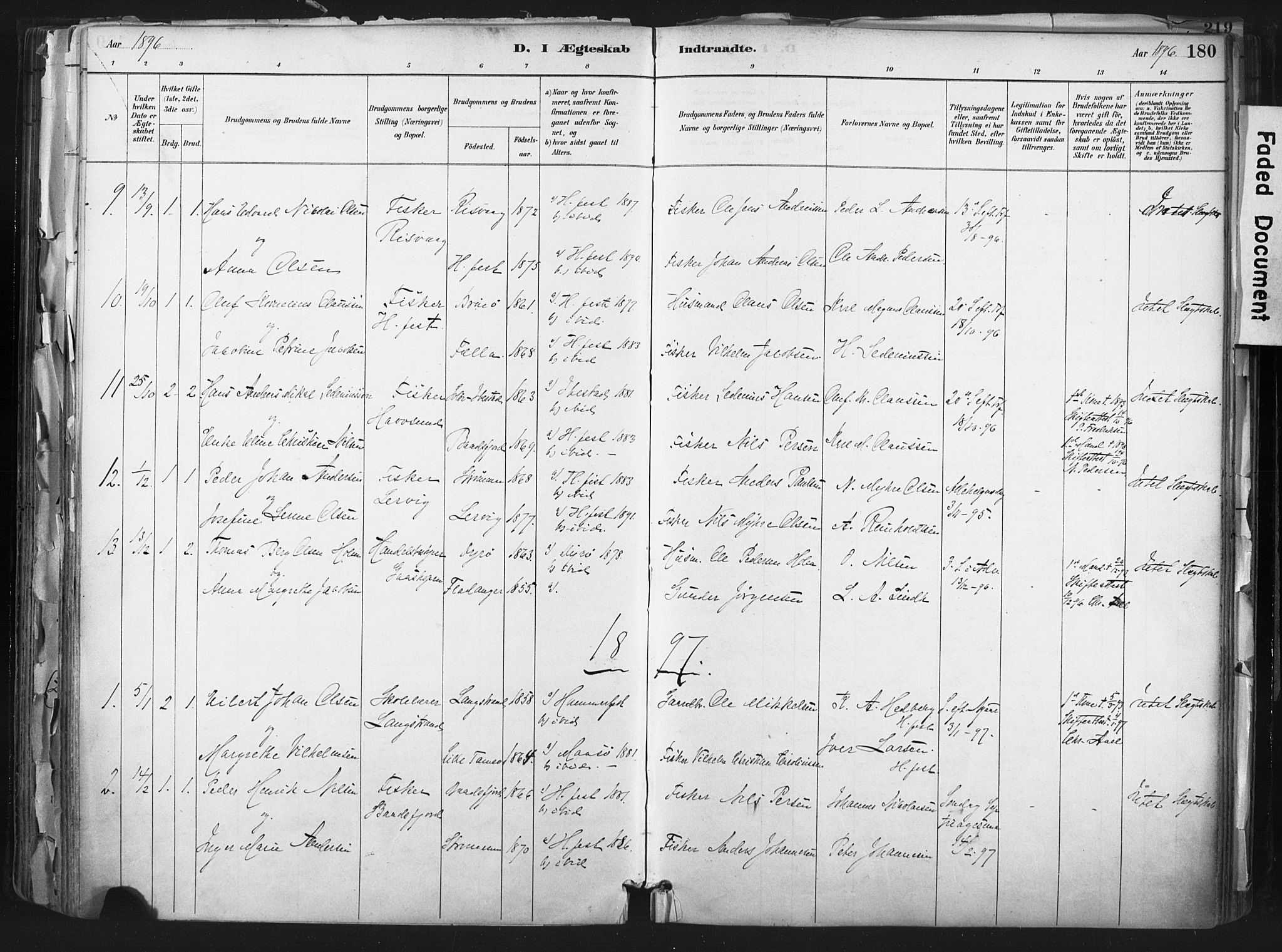 Hammerfest sokneprestkontor, AV/SATØ-S-1347/H/Ha/L0011.kirke: Ministerialbok nr. 11 /1, 1885-1897, s. 180