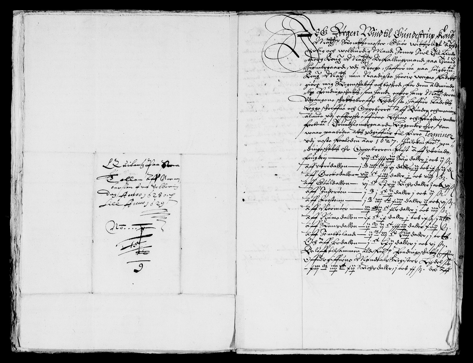 Rentekammeret inntil 1814, Reviderte regnskaper, Lensregnskaper, AV/RA-EA-5023/R/Rb/Rbw/L0039: Trondheim len, 1627-1629