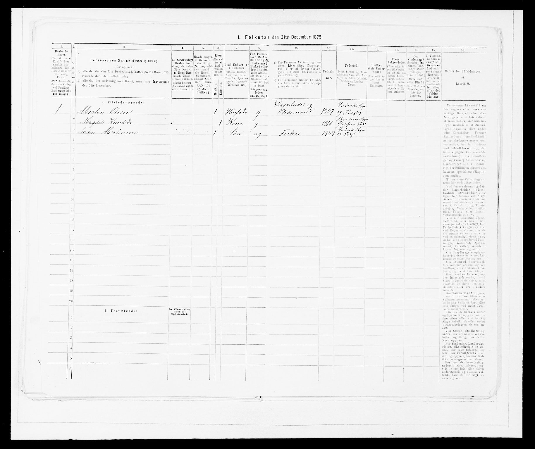 SAB, Folketelling 1875 for 1447P Innvik prestegjeld, 1875, s. 160