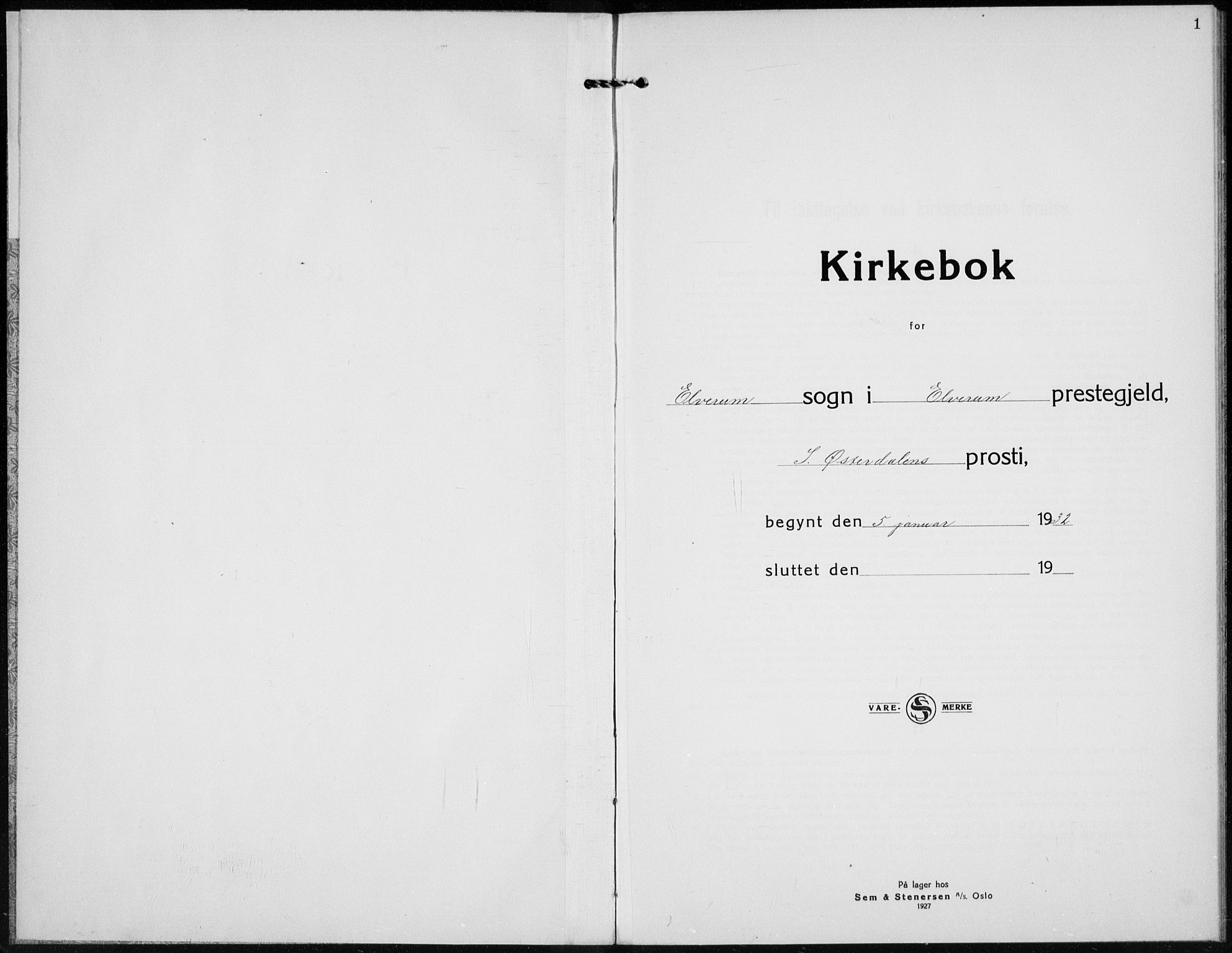 Elverum prestekontor, SAH/PREST-044/H/Ha/Hab/L0017: Klokkerbok nr. 17, 1932-1941, s. 1