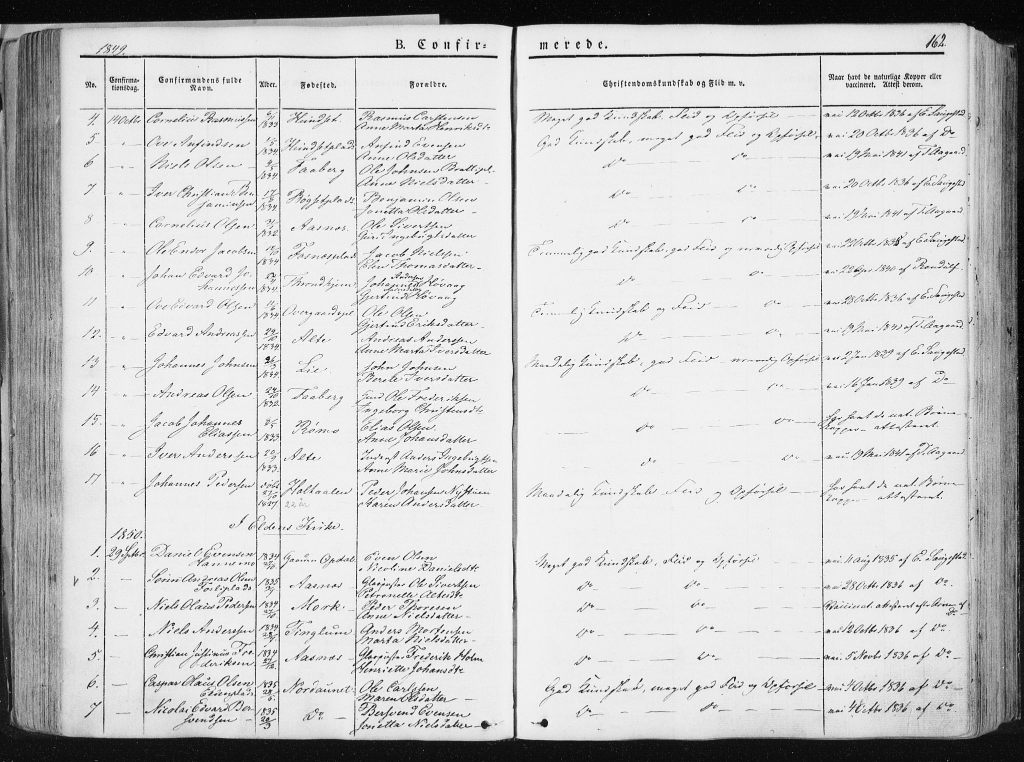 Ministerialprotokoller, klokkerbøker og fødselsregistre - Nord-Trøndelag, SAT/A-1458/741/L0393: Ministerialbok nr. 741A07, 1849-1863, s. 162