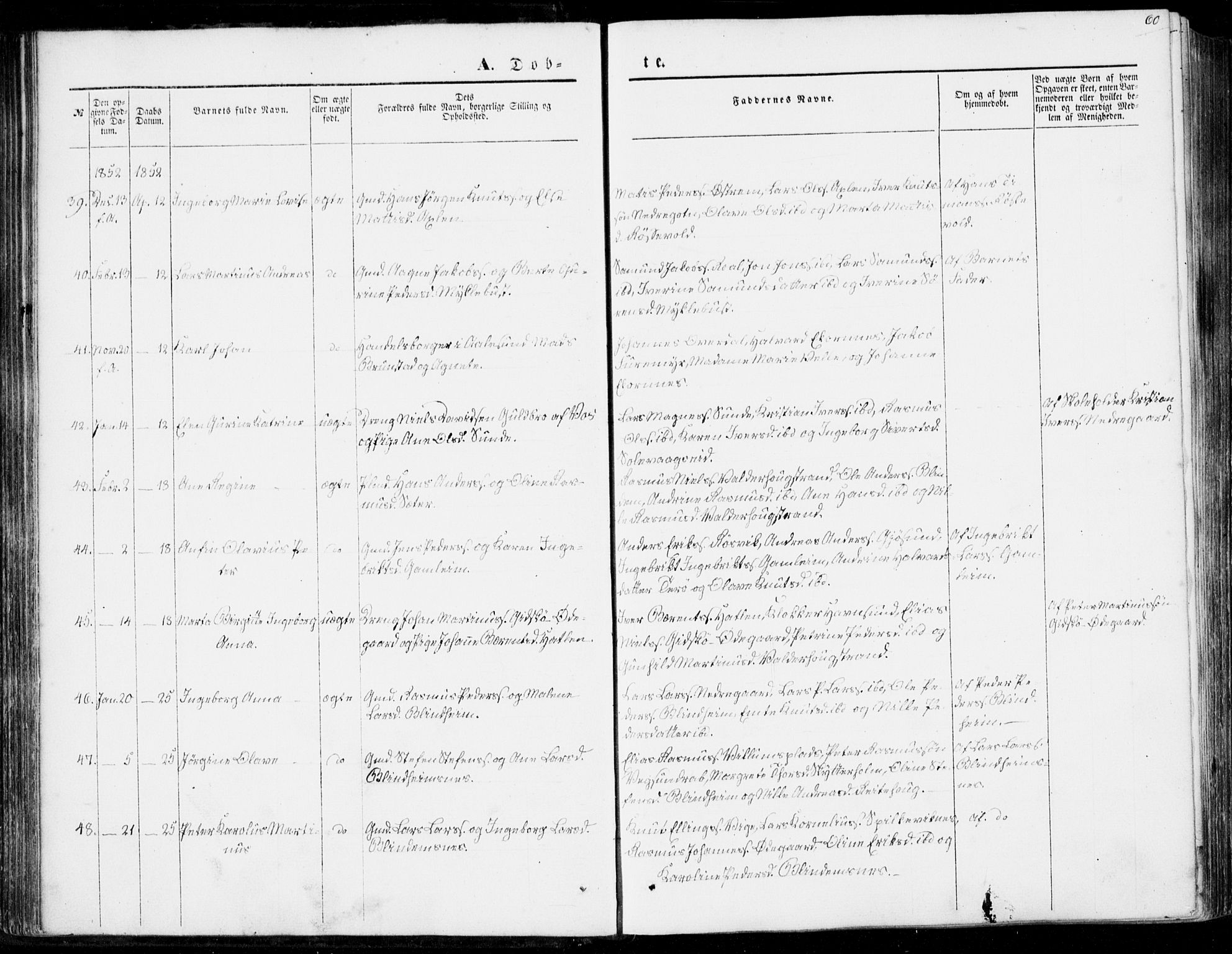 Ministerialprotokoller, klokkerbøker og fødselsregistre - Møre og Romsdal, AV/SAT-A-1454/528/L0397: Ministerialbok nr. 528A08, 1848-1858, s. 60