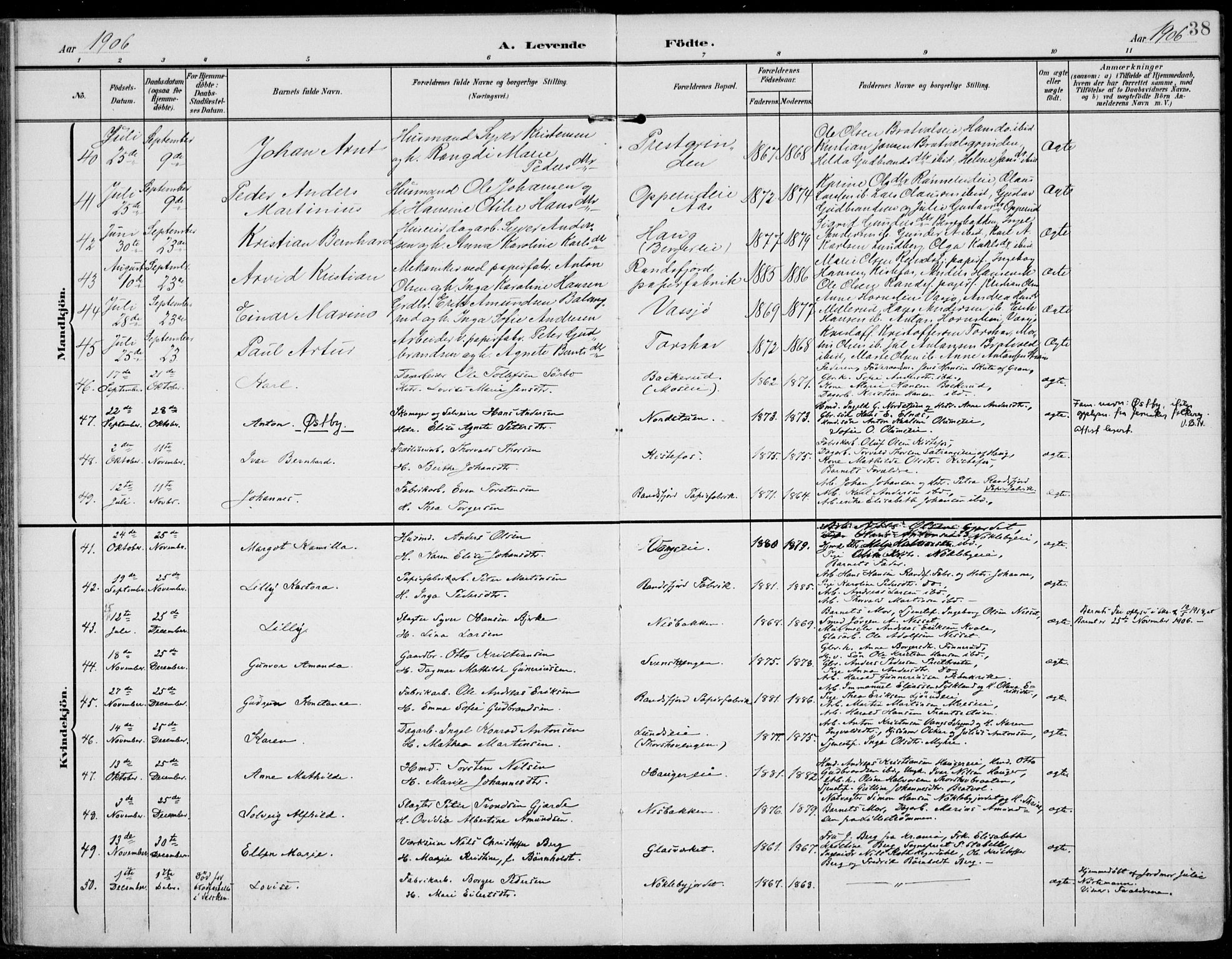 Jevnaker prestekontor, AV/SAH-PREST-116/H/Ha/Haa/L0011: Ministerialbok nr. 11, 1902-1913, s. 38