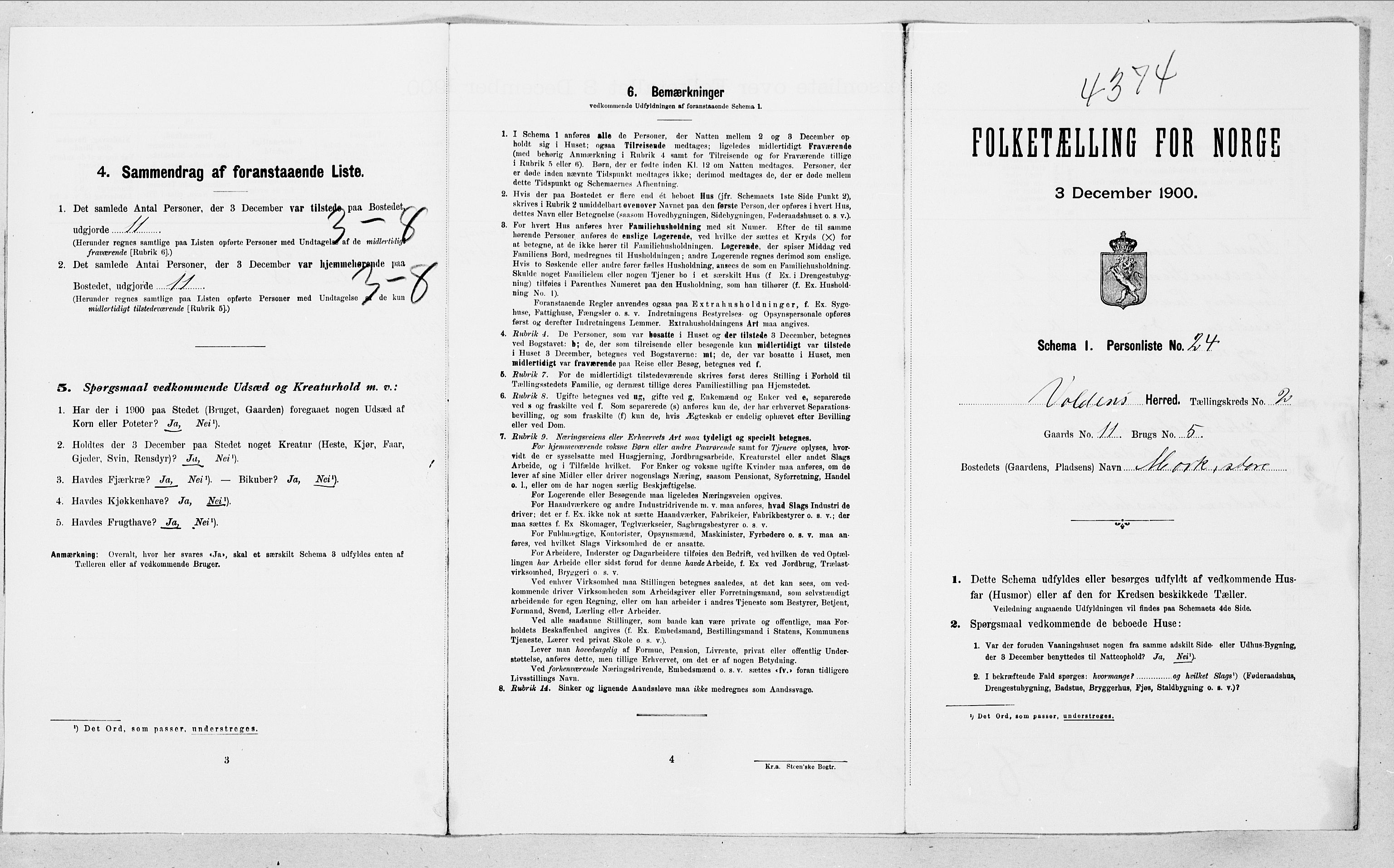 SAT, Folketelling 1900 for 1519 Volda herred, 1900, s. 195
