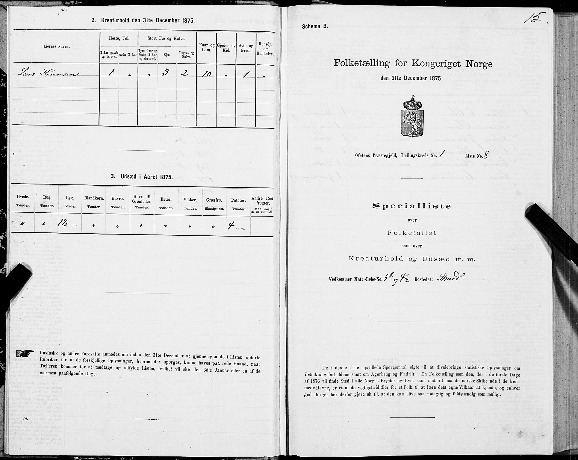 SAT, Folketelling 1875 for 1853P Ofoten prestegjeld, 1875, s. 1015
