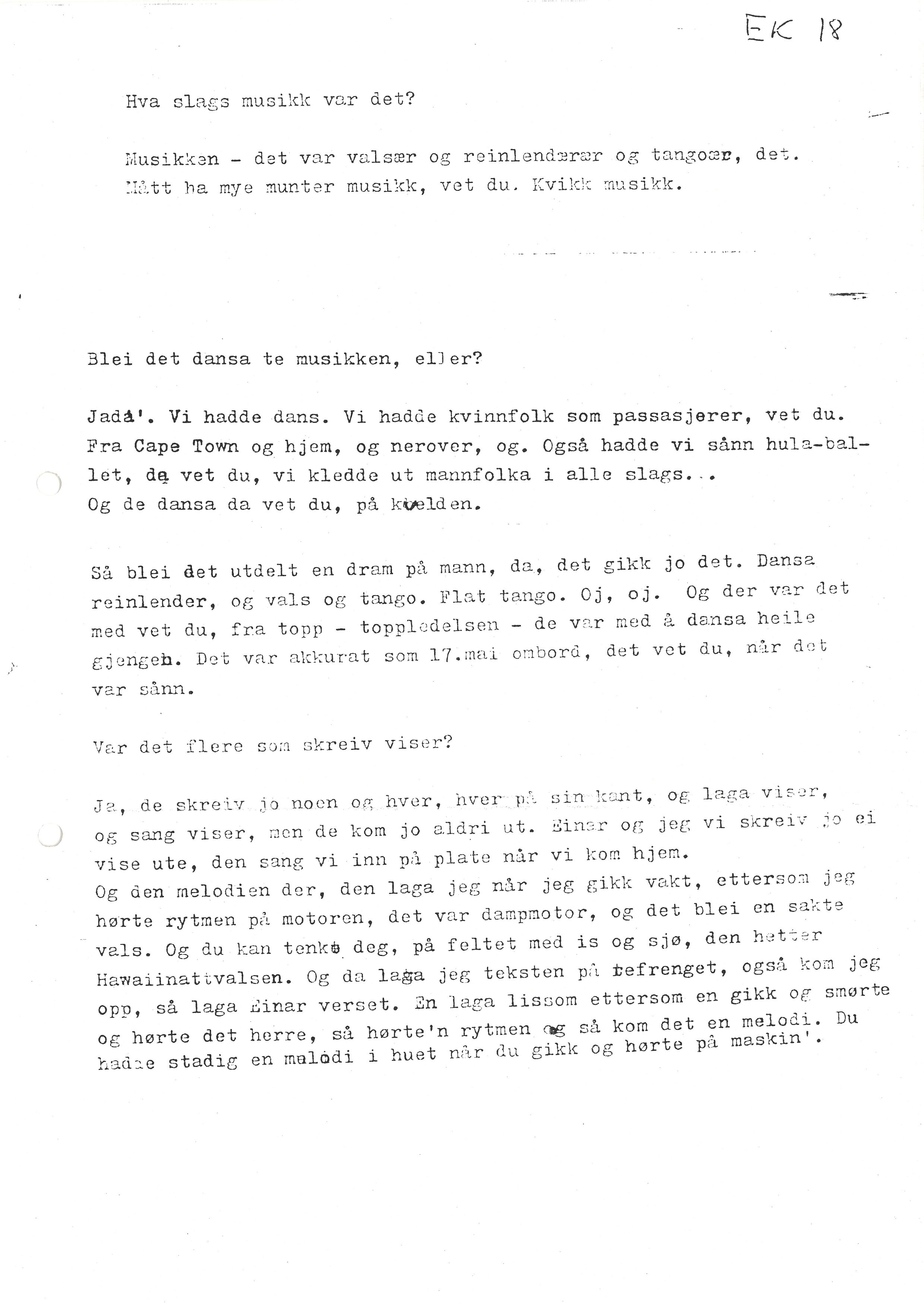 Sa 16 - Folkemusikk fra Vestfold, Gjerdesamlingen, VEMU/A-1868/I/L0001: Informantregister med intervjunedtegnelser, 1979-1986