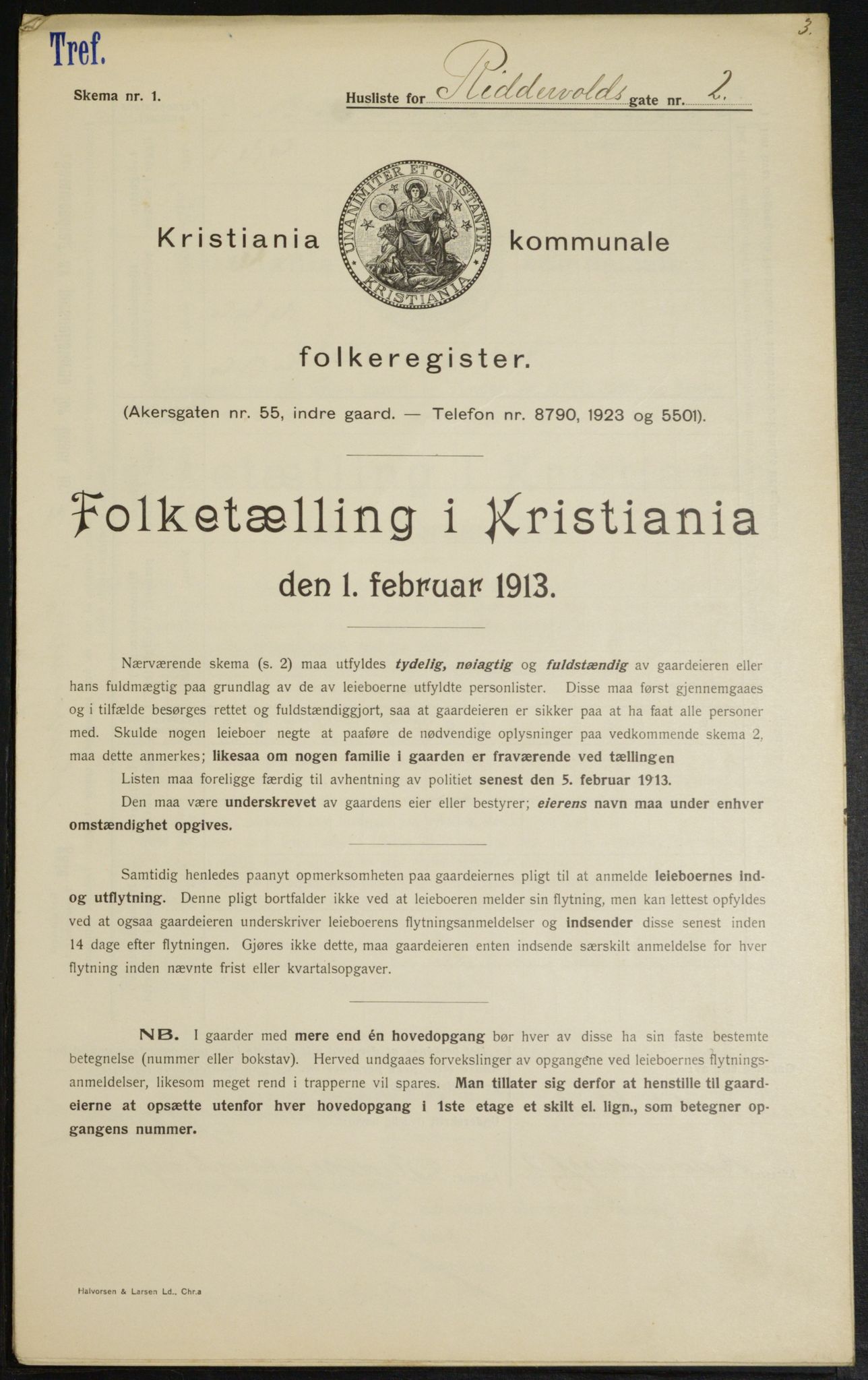 OBA, Kommunal folketelling 1.2.1913 for Kristiania, 1913, s. 83037